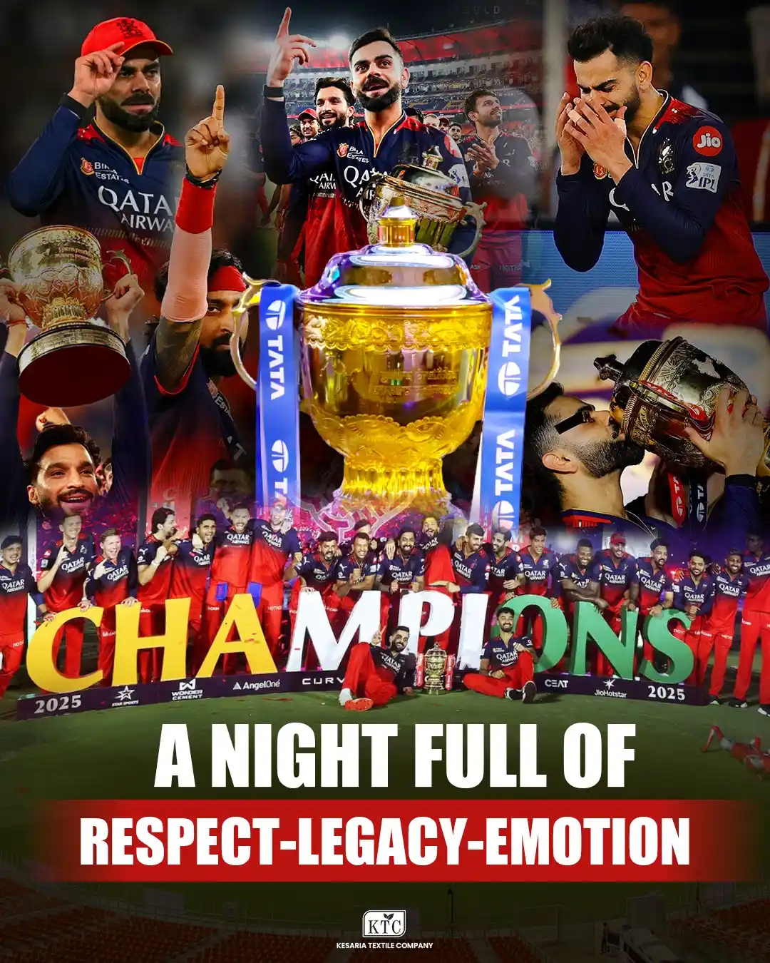 Image from Kesaria Textile Company: टीम वर्क, जुनून और भरोसे ने रचा इतिहास RCB बनी चैंपियन 2025🏆🔥 <a cla...