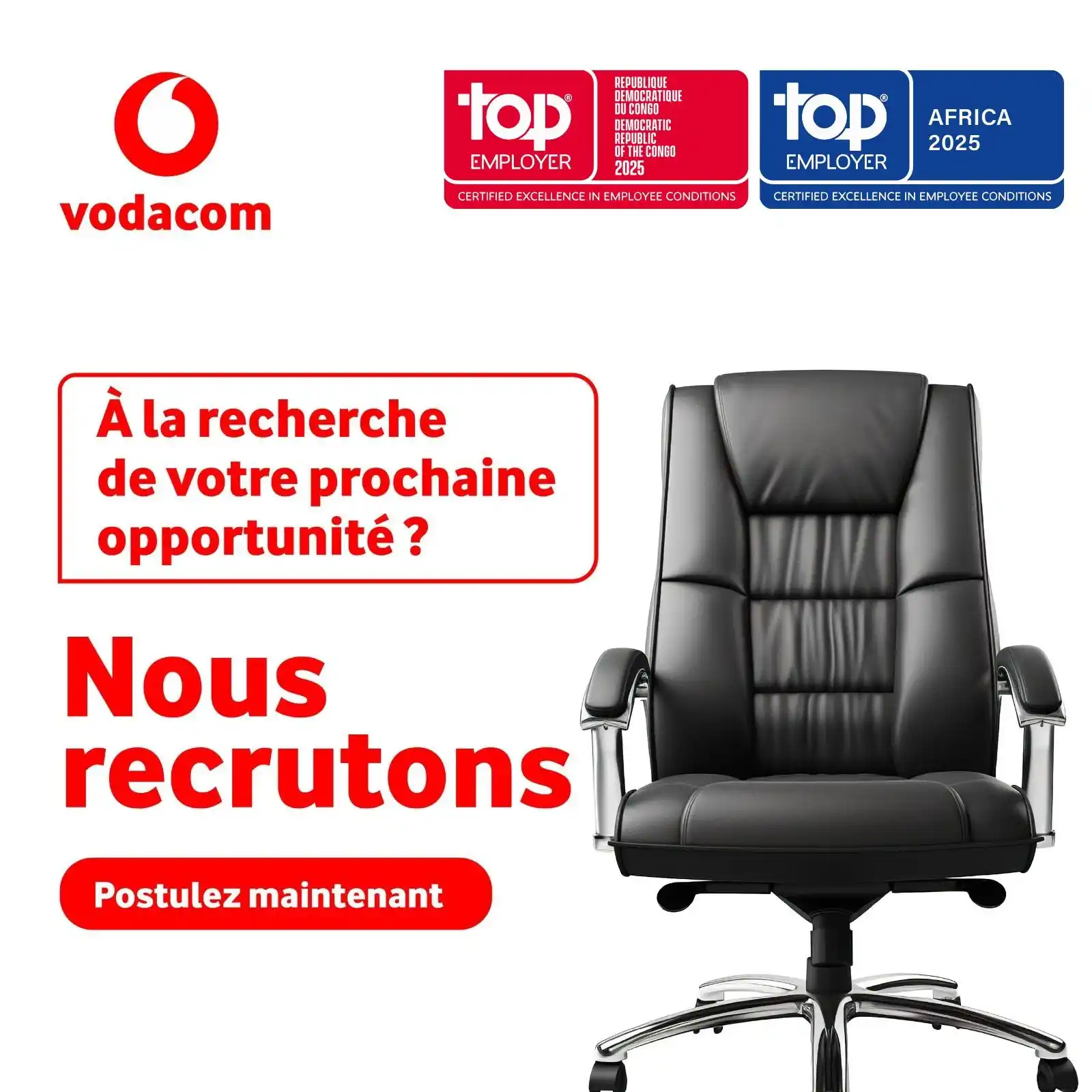 Image from Emplois Carrière: Vodacom RDCrecrute C'est l'occasion de rejoindre Vodacom Congo, meill...