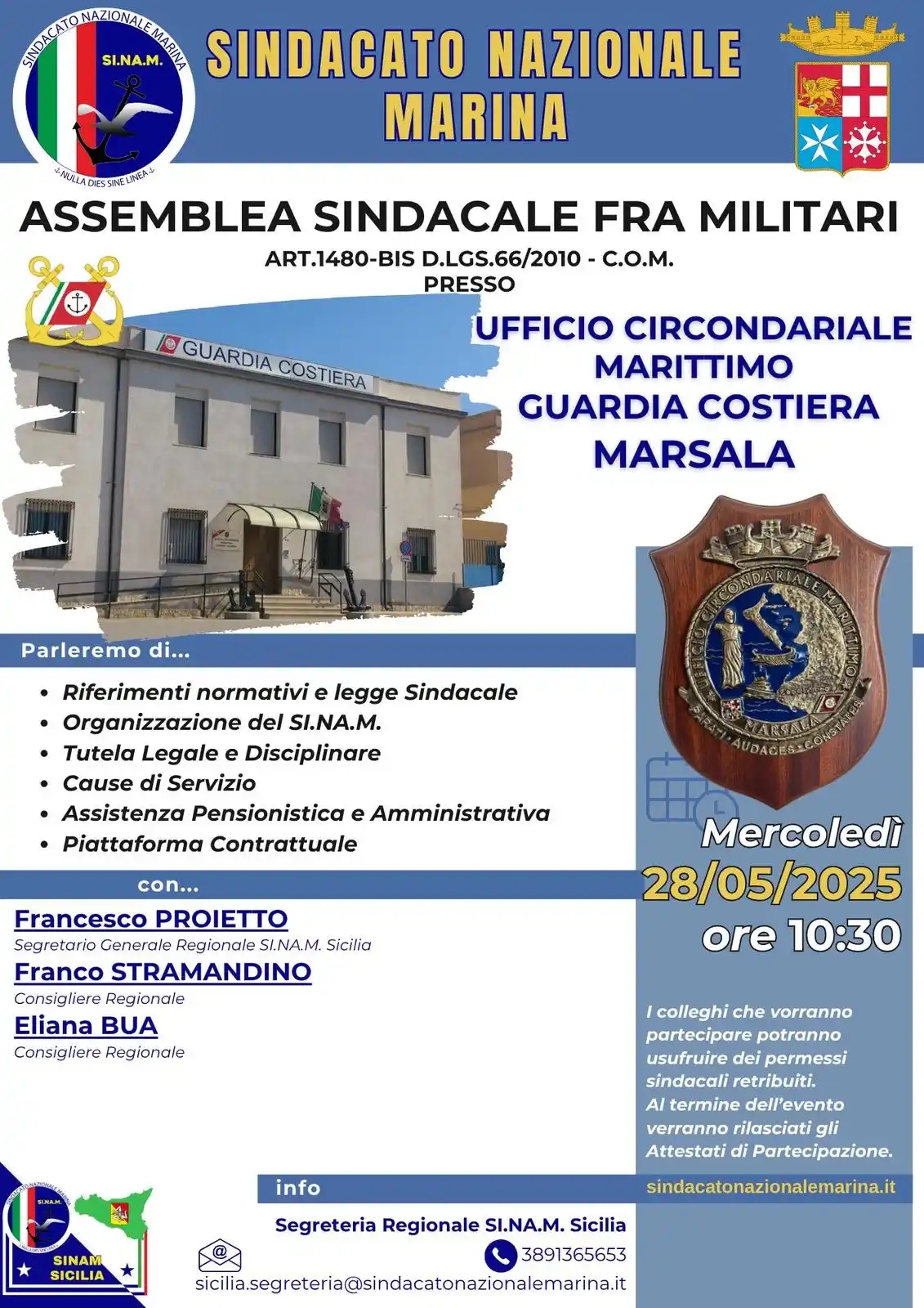 Image from Sindacato Nazionale Marina: Appuntamento all'Ufficio Circondariale Marittimo di Marsala con il <a ...