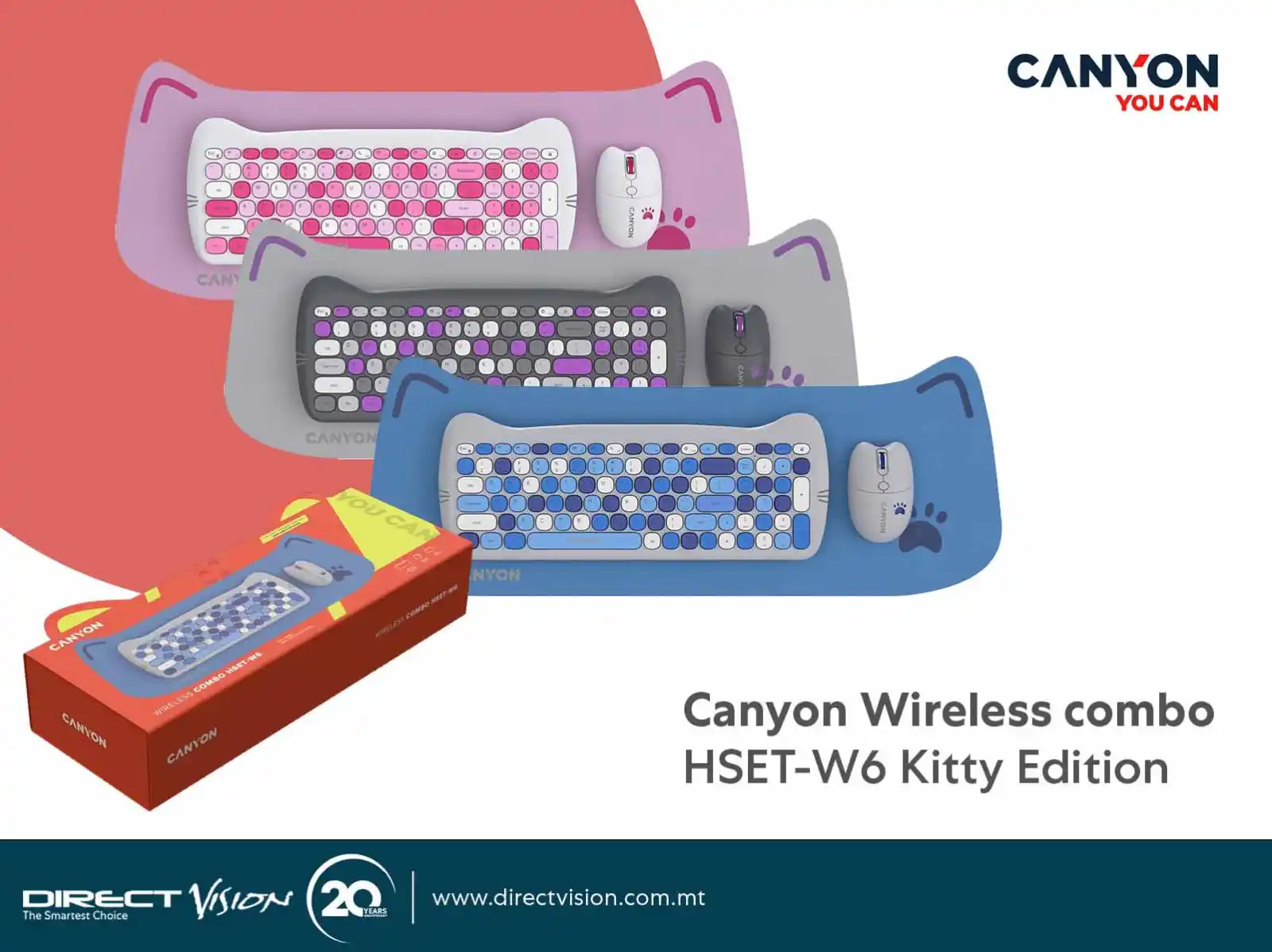 Image from Direct Vision Malta: Canyon Wireless combo HSET-W6 Kitty Edition - now only €49 from Direct...