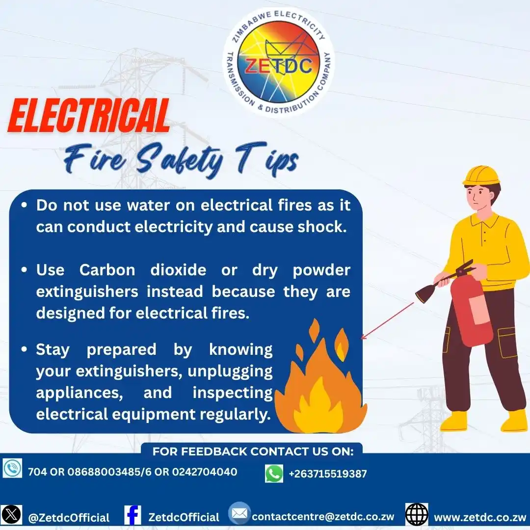Image from ZETDC NATIONAL CONTACT CENTRE: Electrical Fire Safety is crucial. <a class="text-blue-500 hover:under...