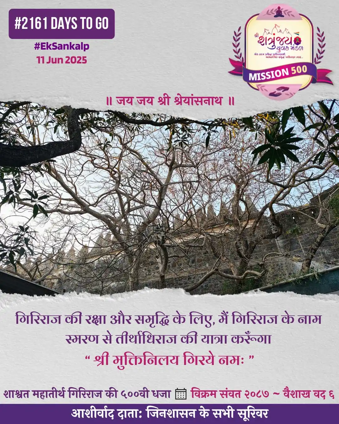 Image from Shatrunjay Yuvak Mandal: *गिरिराज मंडन आदिनाथ दादा की 5️⃣0️⃣0️⃣वीं सालगिरह को सिर्फ 2️⃣1️⃣6️⃣1️...