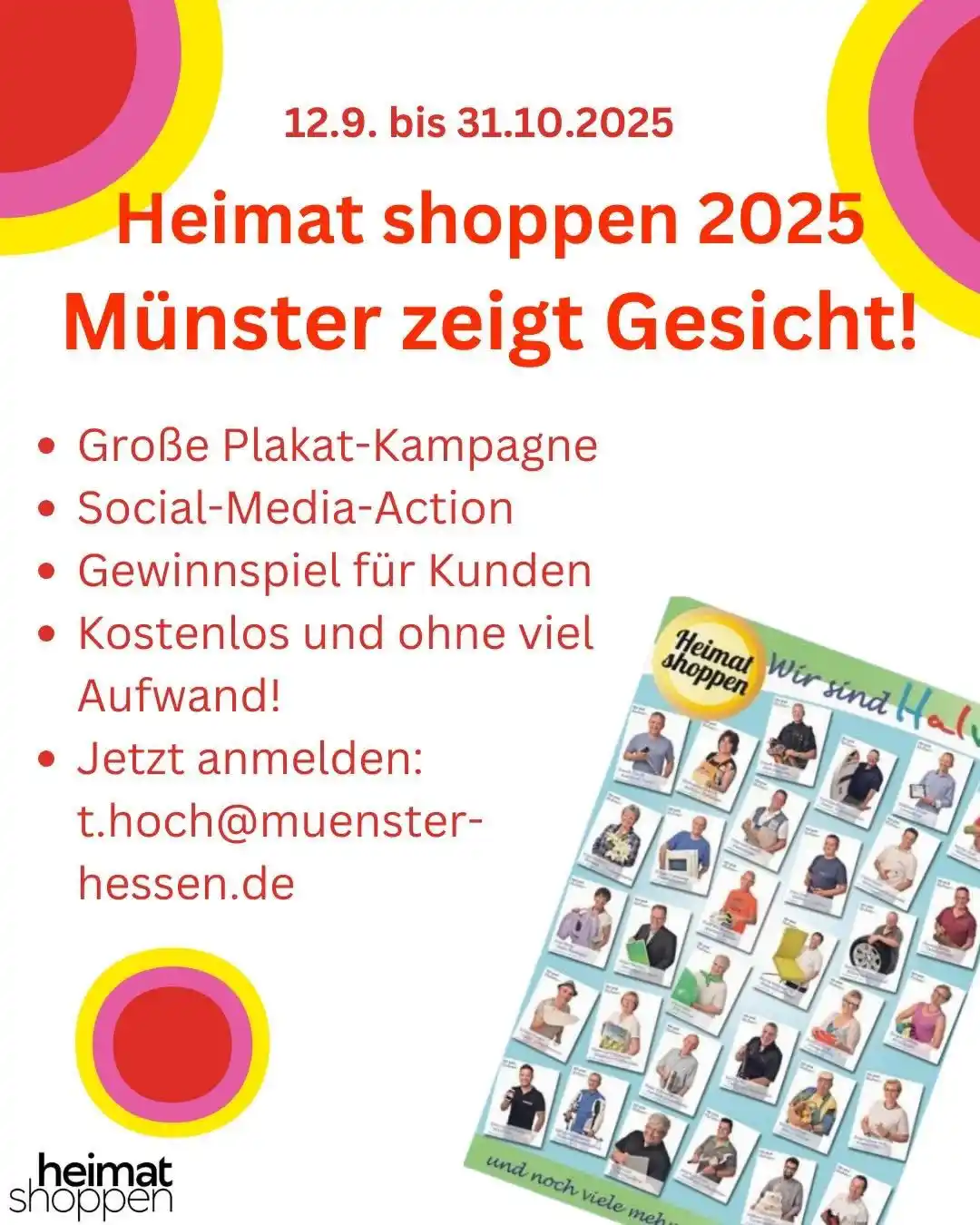 Image from Gemeinde Münster Hessen: 📣Gewerbetreibende: Jetzt für die Aktion "Heimat shoppen" anmelden!  ❗...