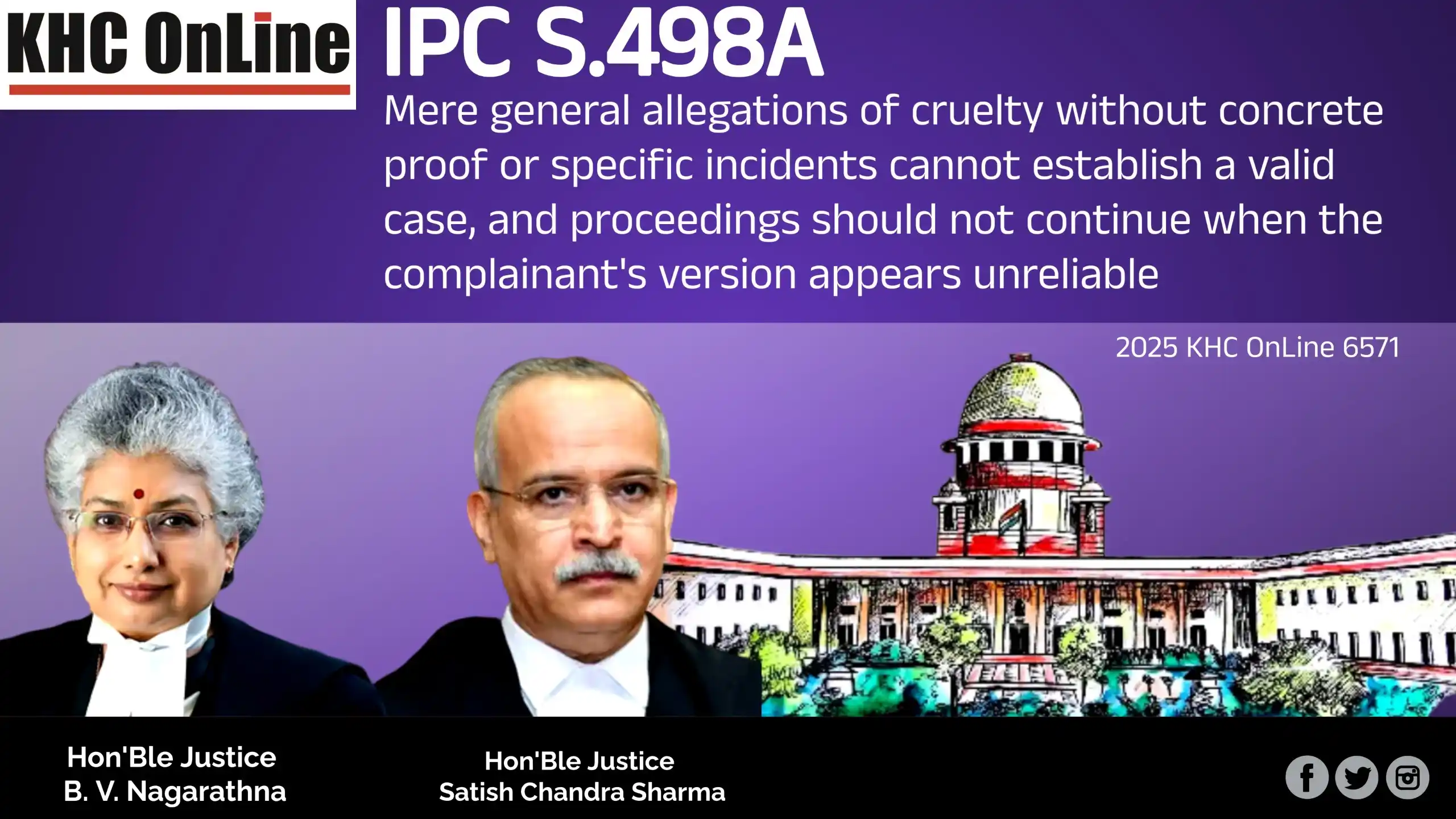 Image from KHC: ⏺️ IPC S.498A - Mere general allegations of cruelty without concrete p...