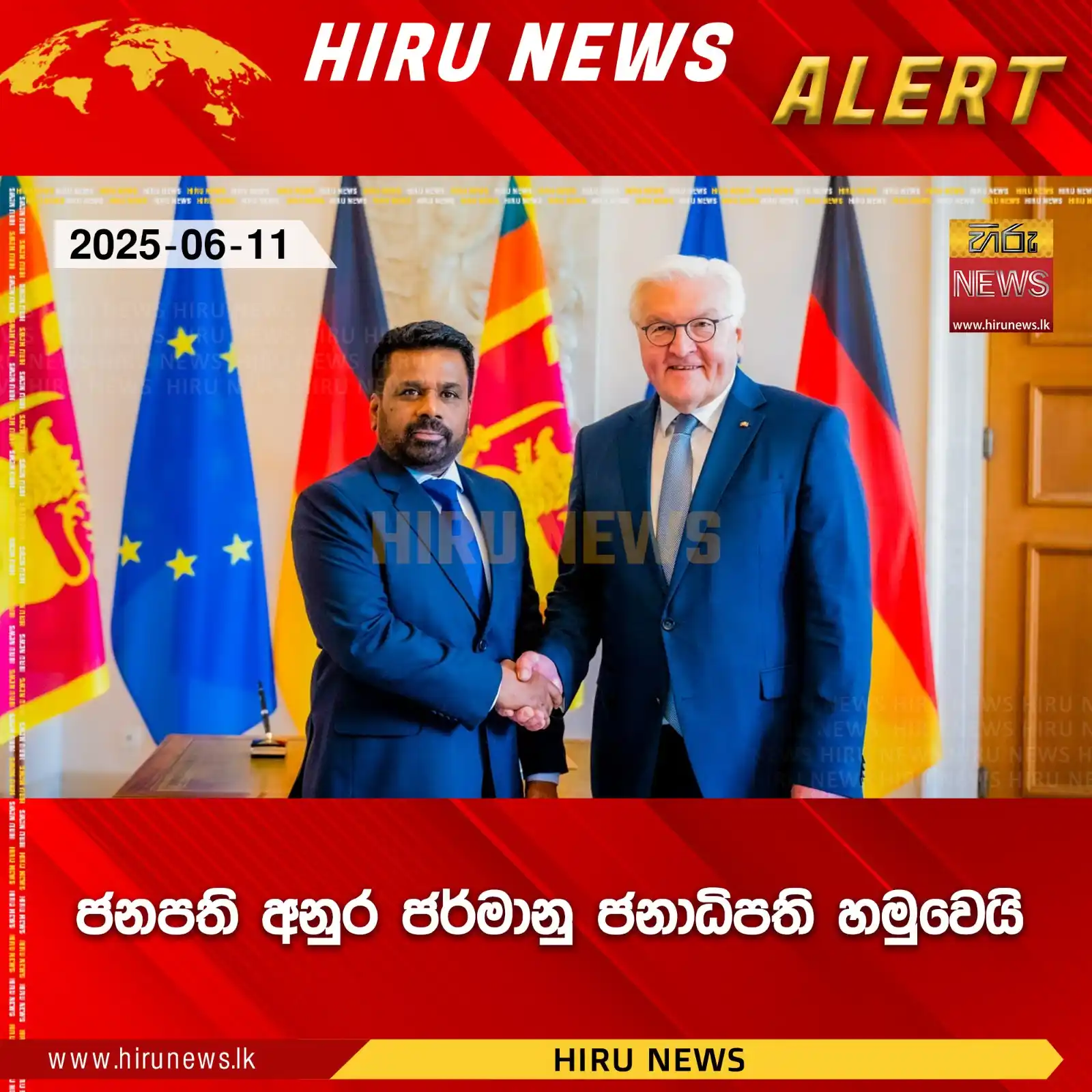 Image from Hiru News: *ජනපති අනුර ජර්මානු ජනාධිපති හමුවෙයි* Read more >>> https://hiru.lk/W...