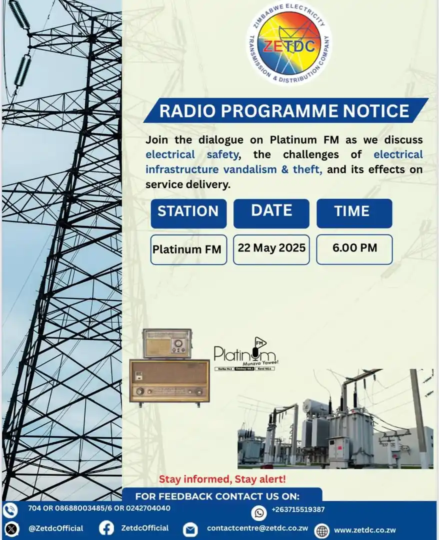 Image from ZETDC NATIONAL CONTACT CENTRE: Join us today on Platinum FM at 6.00 PM. As we’ll be discussing the cr...