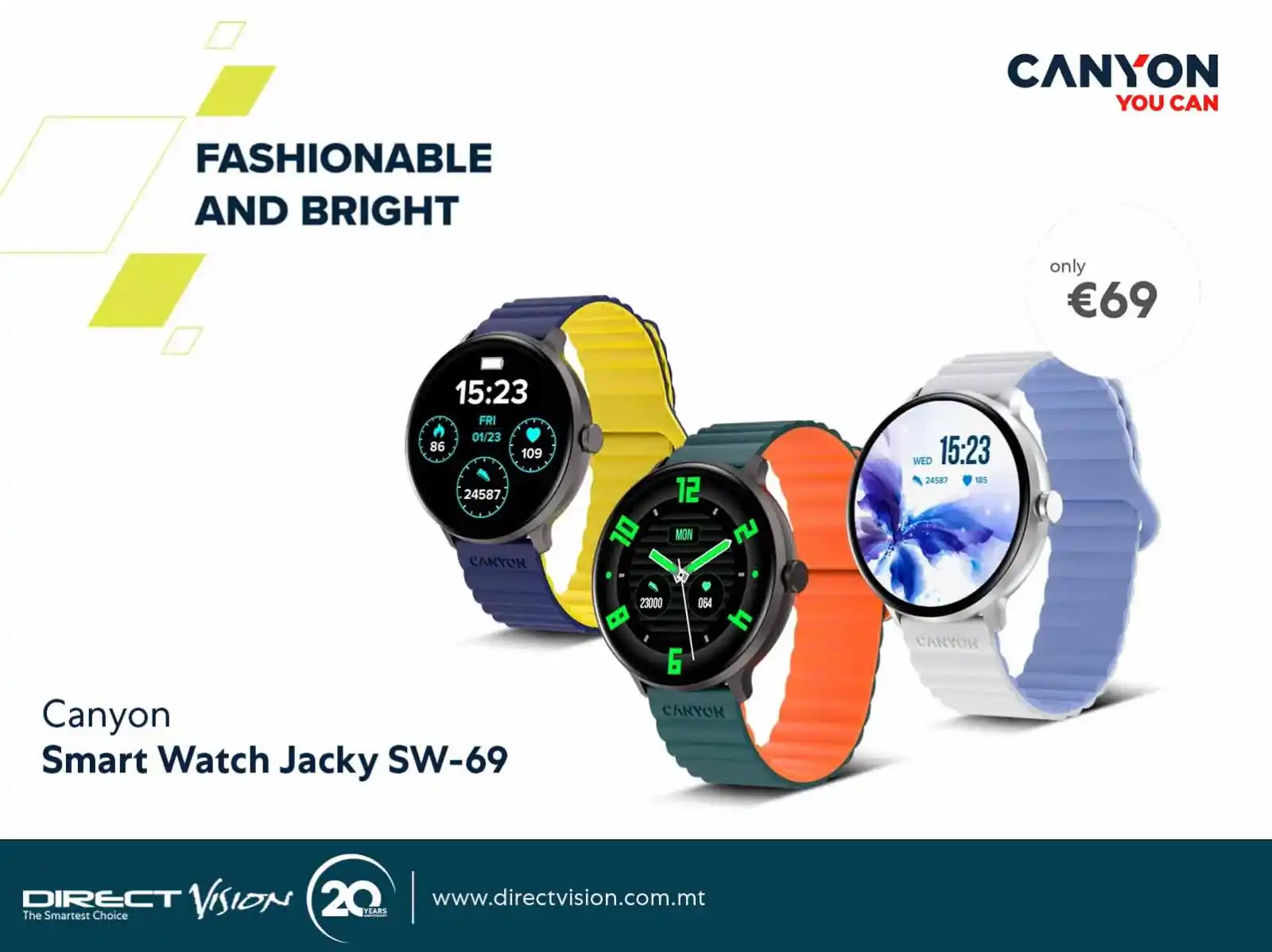 Image from Direct Vision Malta: NEW Canyon Smart Watch Jacky - only €69 from Direct Vision! ✅380+ Wa...