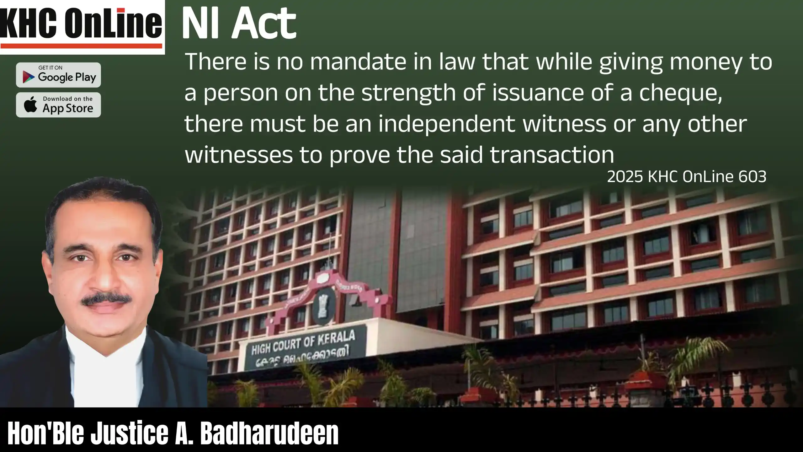 Image from KHC: ➡️ NI Act - There is no mandate in law that while giving money to a pe...