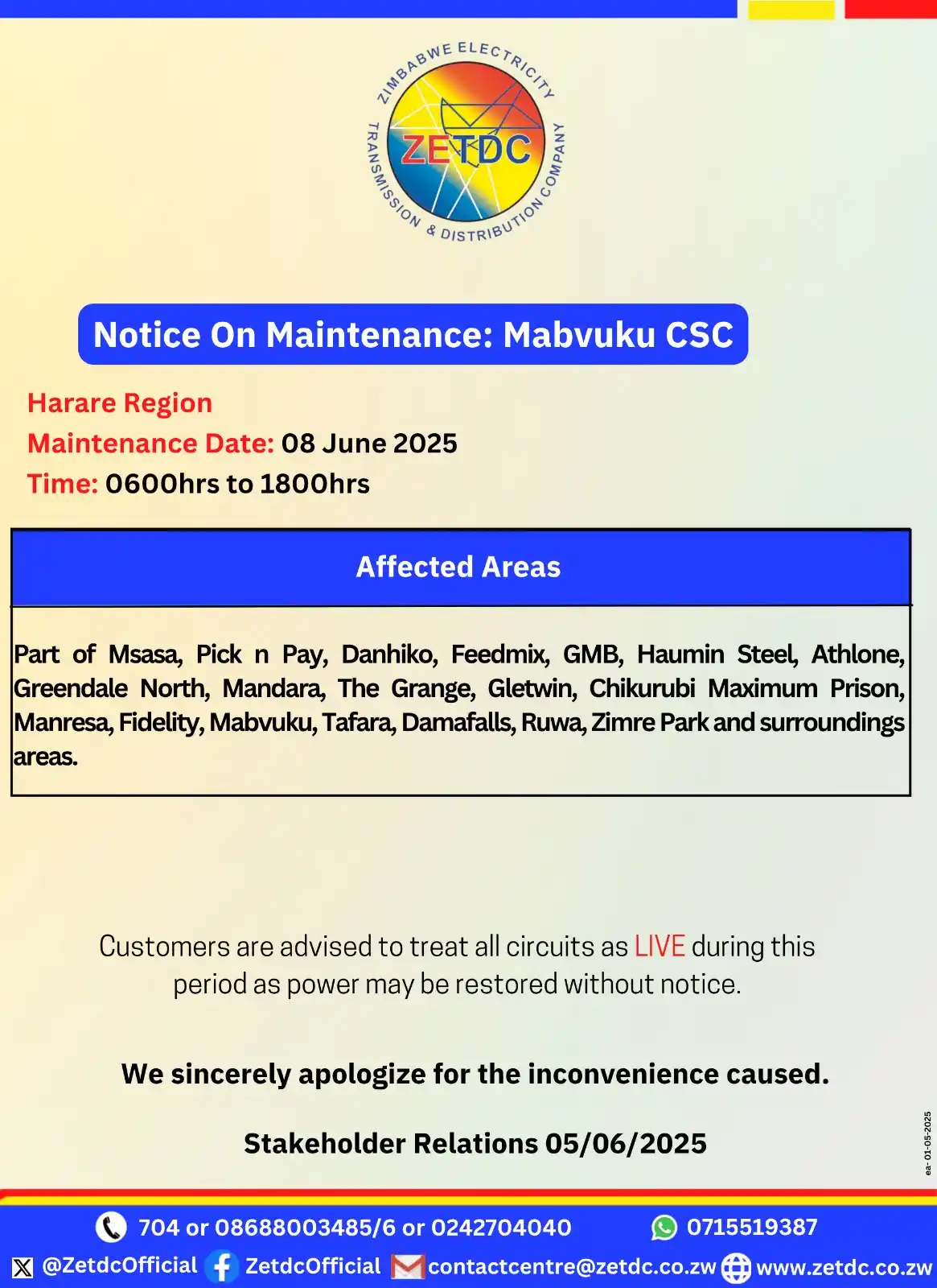 Image from ZETDC NATIONAL CONTACT CENTRE: <a class="text-blue-500 hover:underline cursor-pointer" href="/hashtag...