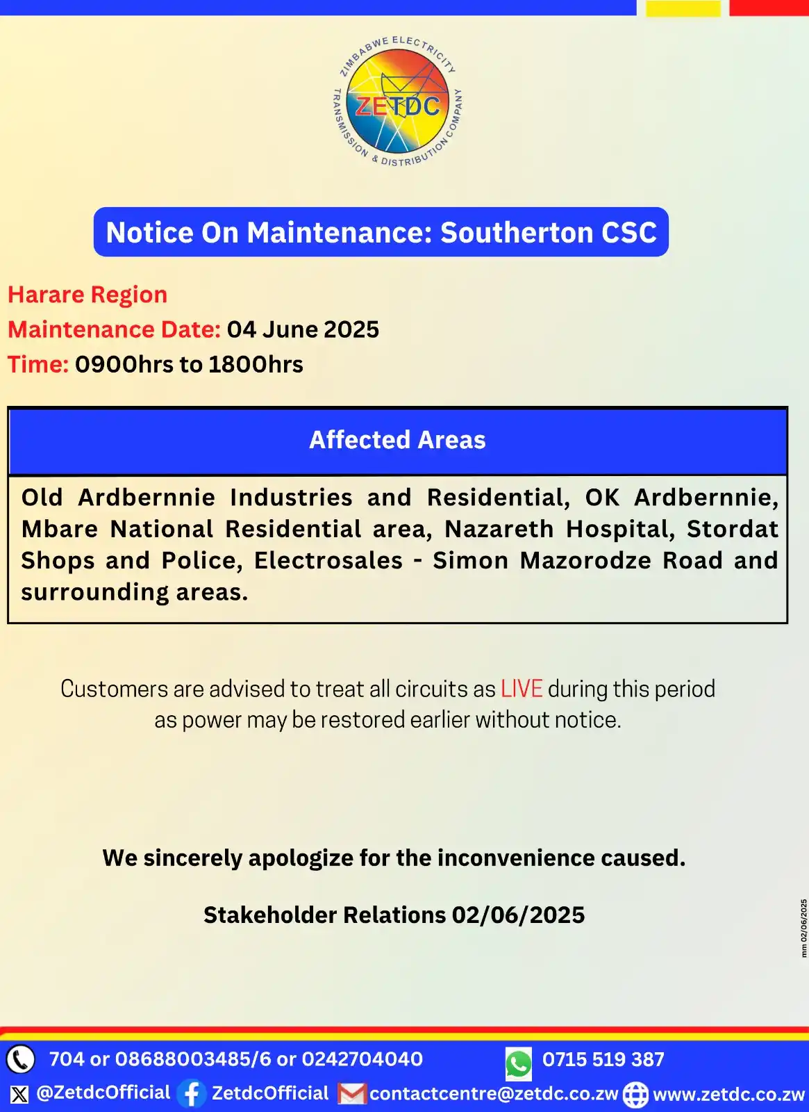 Image from ZETDC NATIONAL CONTACT CENTRE: <a class="text-blue-500 hover:underline cursor-pointer" href="/hashtag...