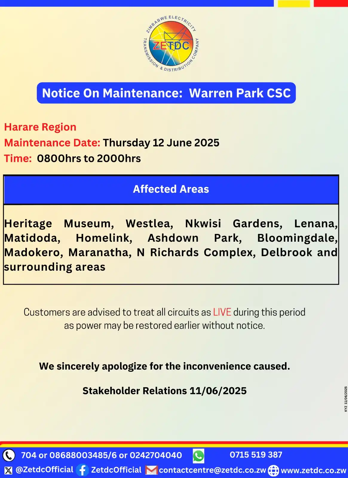 Image from ZETDC NATIONAL CONTACT CENTRE: <a class="text-blue-500 hover:underline cursor-pointer" href="/hashtag...