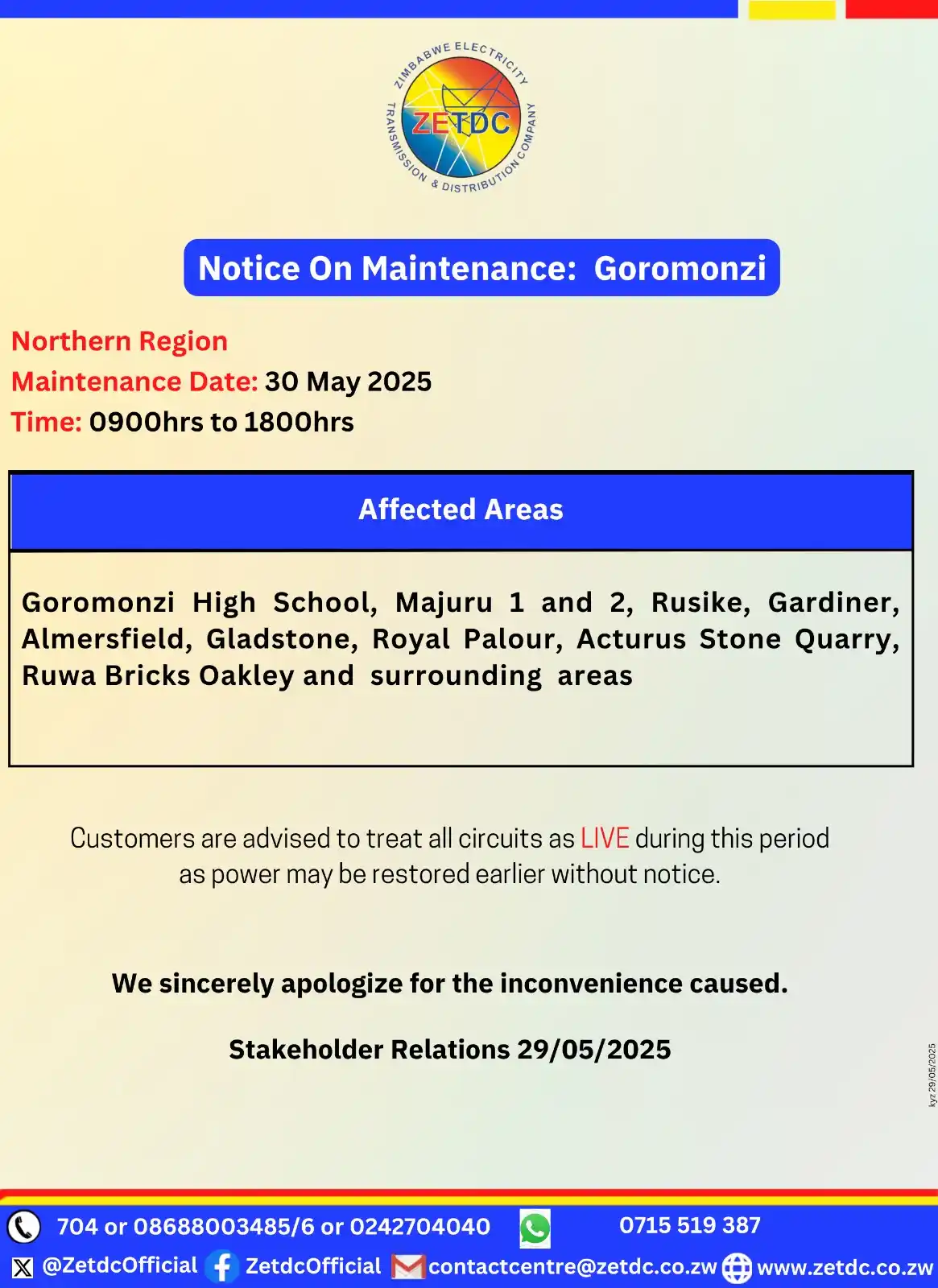 Image from ZETDC NATIONAL CONTACT CENTRE: <a class="text-blue-500 hover:underline cursor-pointer" href="/hashtag...