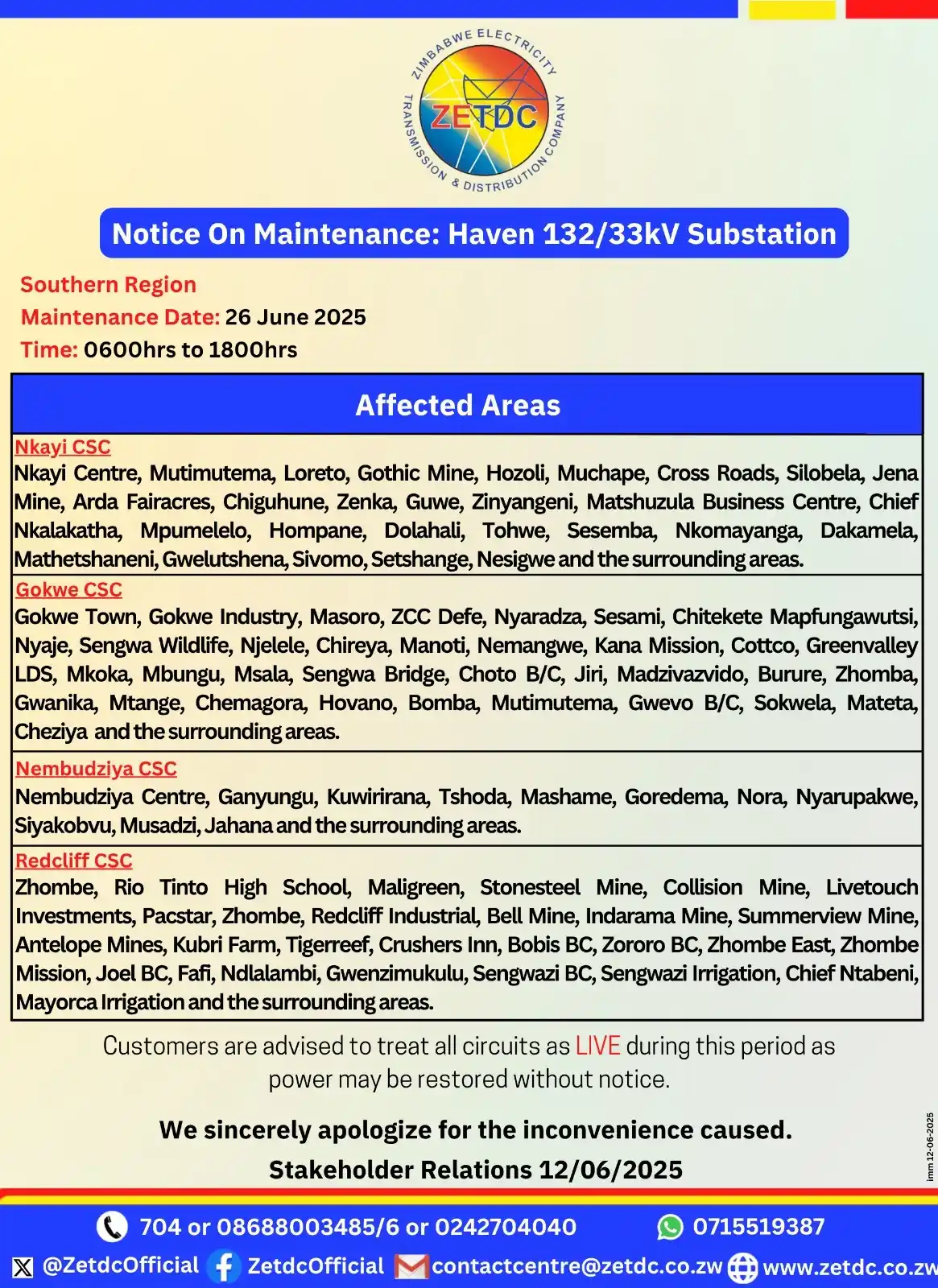 Image from ZETDC NATIONAL CONTACT CENTRE: <a class="text-blue-500 hover:underline cursor-pointer" href="/hashtag...