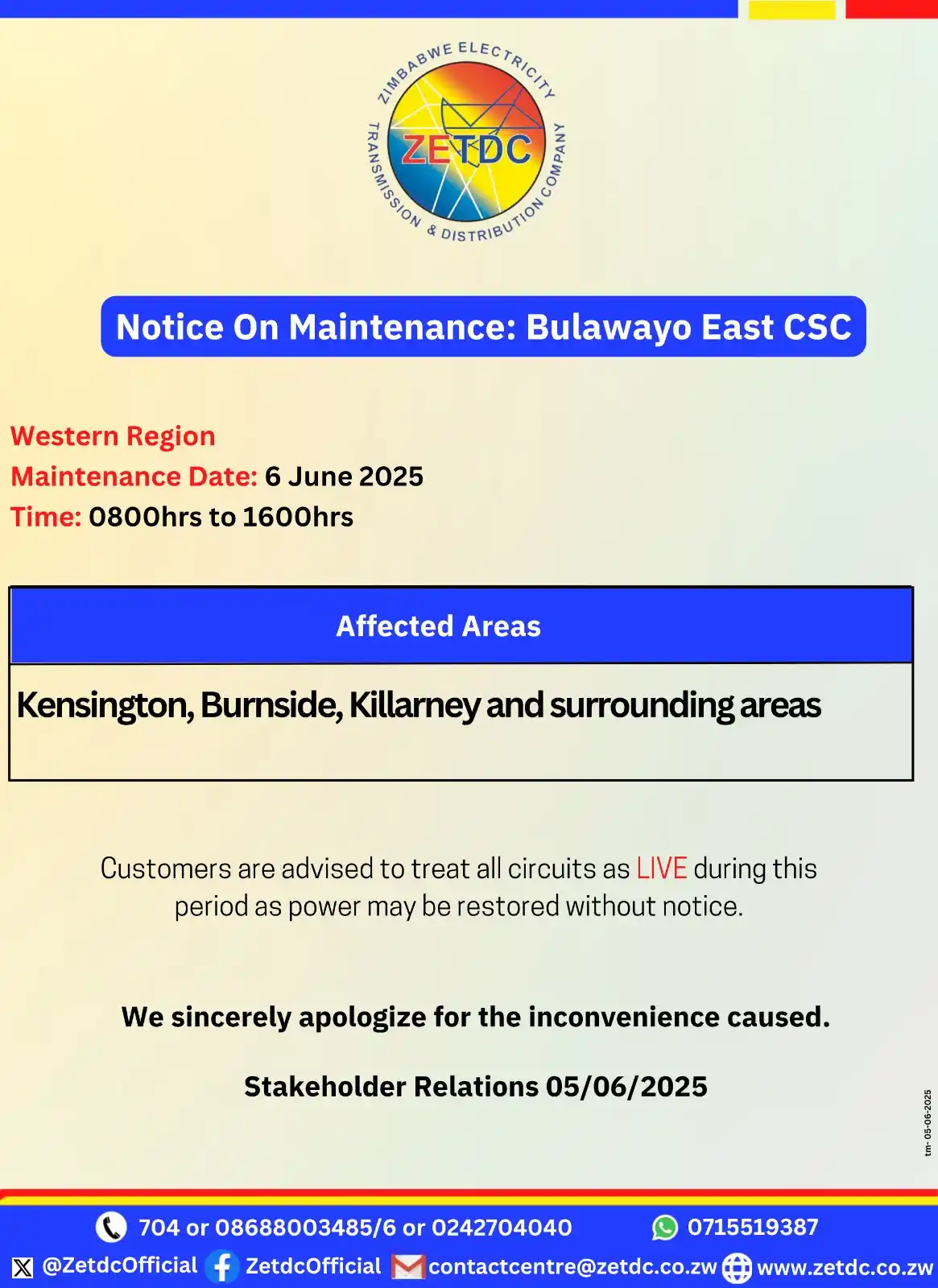Image from ZETDC NATIONAL CONTACT CENTRE: <a class="text-blue-500 hover:underline cursor-pointer" href="/hashtag...