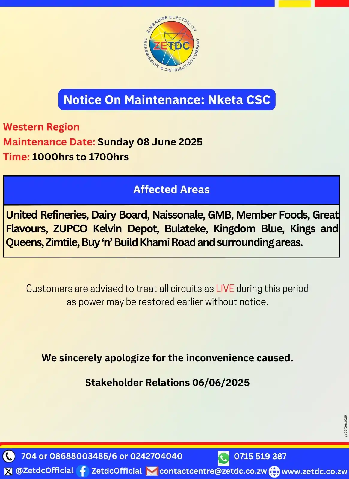 Image from ZETDC NATIONAL CONTACT CENTRE: <a class="text-blue-500 hover:underline cursor-pointer" href="/hashtag...