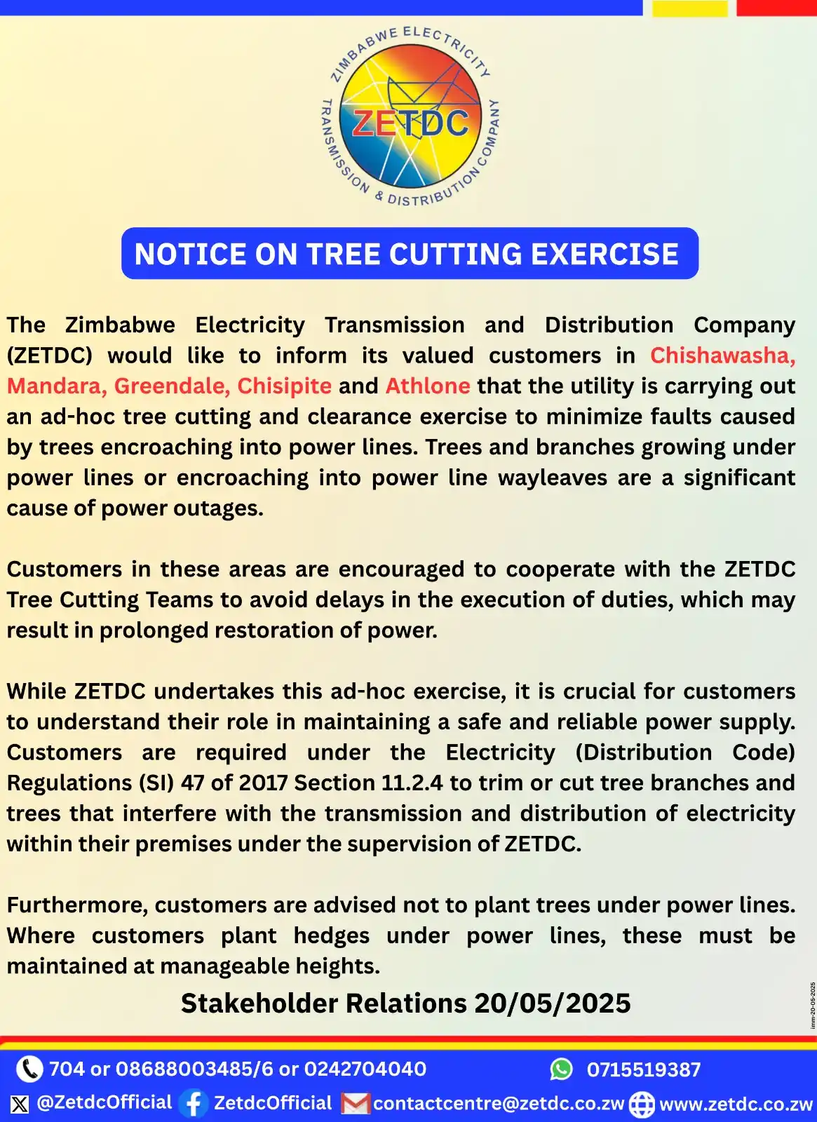 Image from ZETDC NATIONAL CONTACT CENTRE: <a class="text-blue-500 hover:underline cursor-pointer" href="/hashtag...