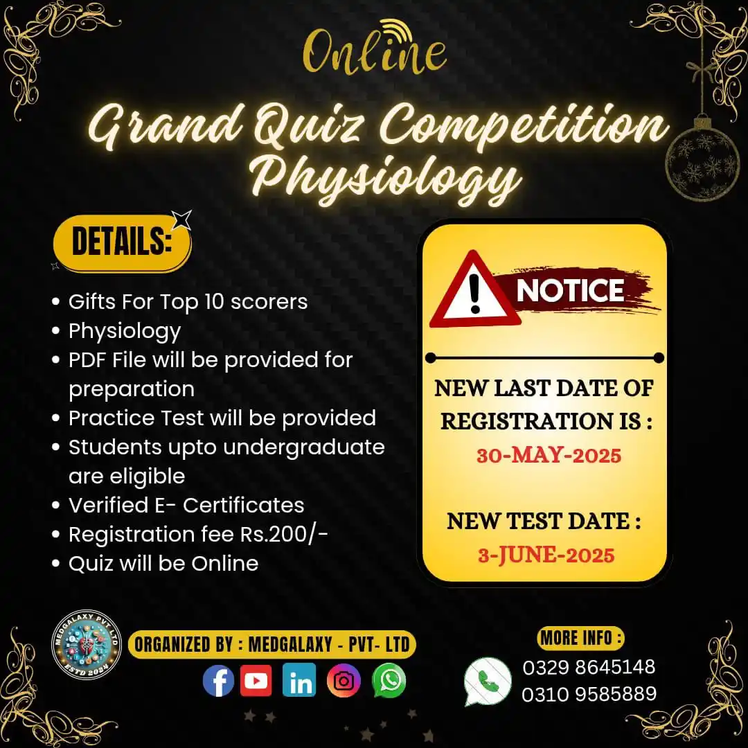 Image from MEDGALAXY: 📢 Online Grand Quiz Competition – Physiology 🧠 Test your knowledge a...