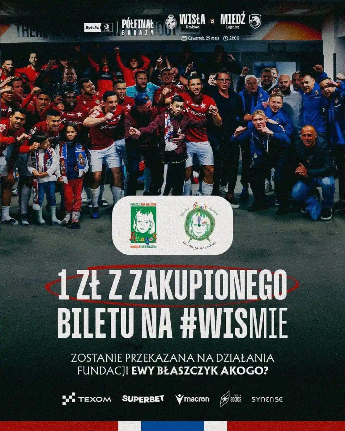 Image from Wisła Kraków 🔵⚪️🔴: Piłka nożna to sport, który łączy serca i dlatego złotówka z każdego z...
