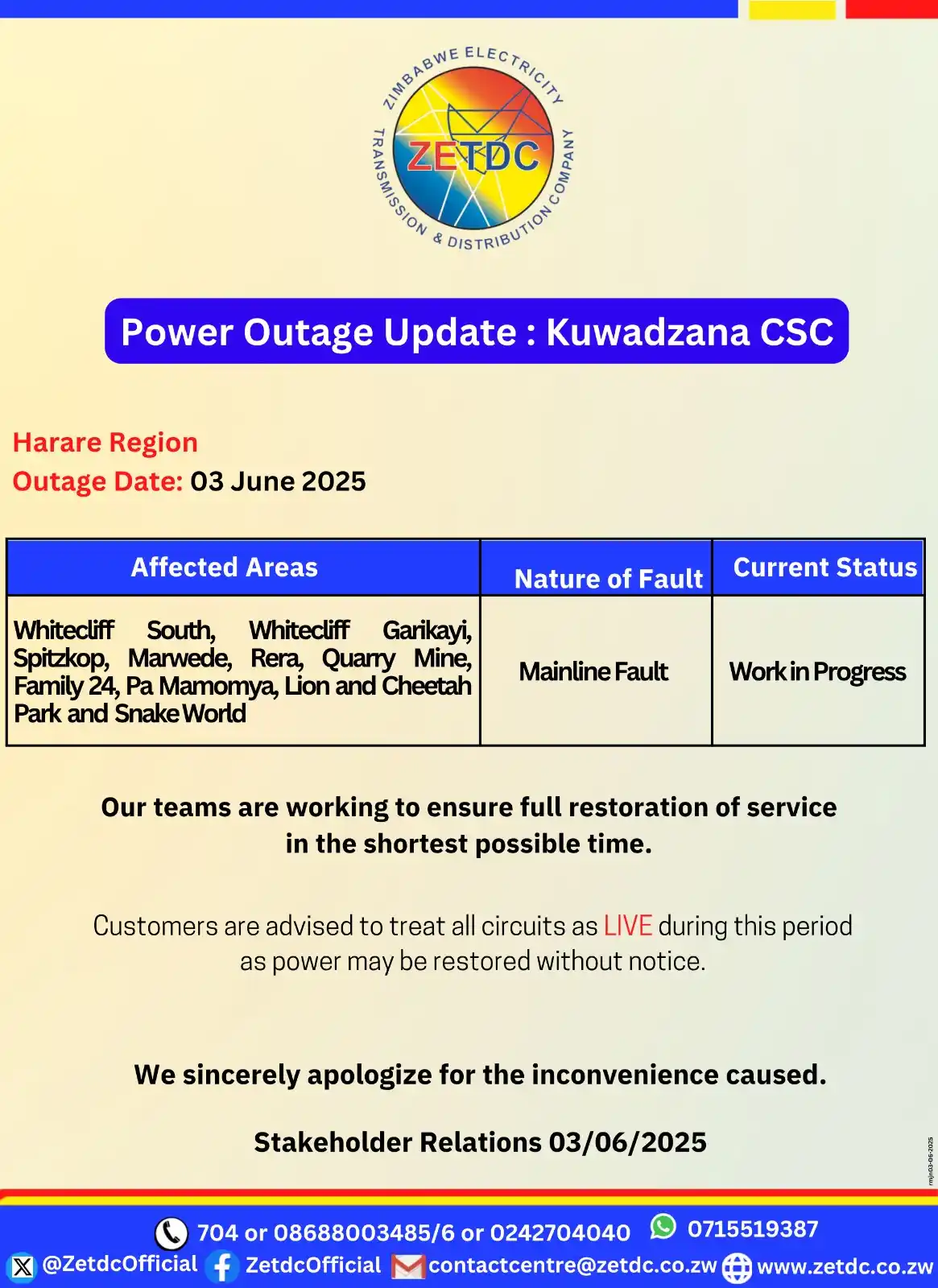 Image from ZETDC NATIONAL CONTACT CENTRE: <a class="text-blue-500 hover:underline cursor-pointer" href="/hashtag...