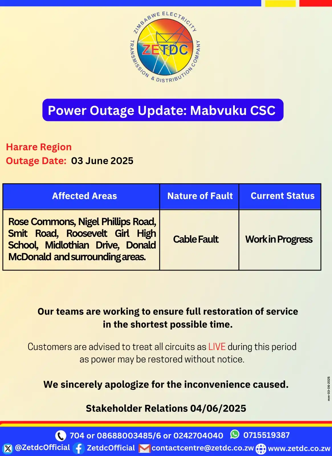 Image from ZETDC NATIONAL CONTACT CENTRE: <a class="text-blue-500 hover:underline cursor-pointer" href="/hashtag...
