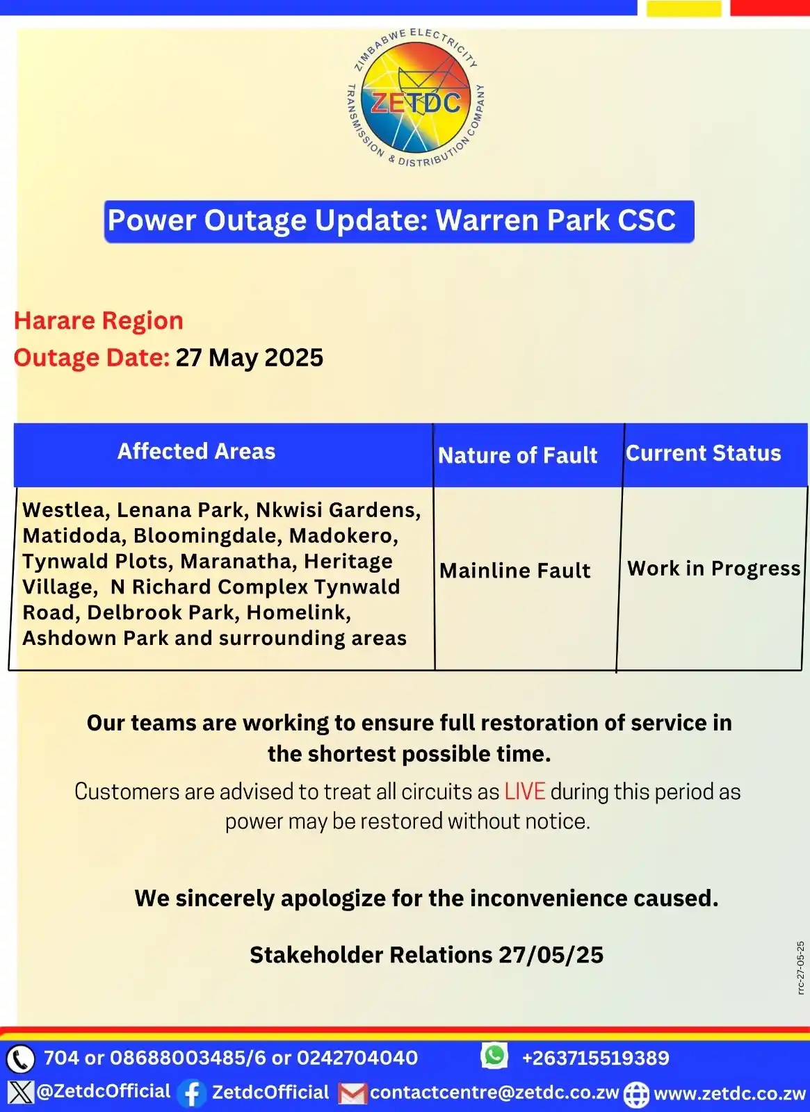 Image from ZETDC NATIONAL CONTACT CENTRE: <a class="text-blue-500 hover:underline cursor-pointer" href="/hashtag...