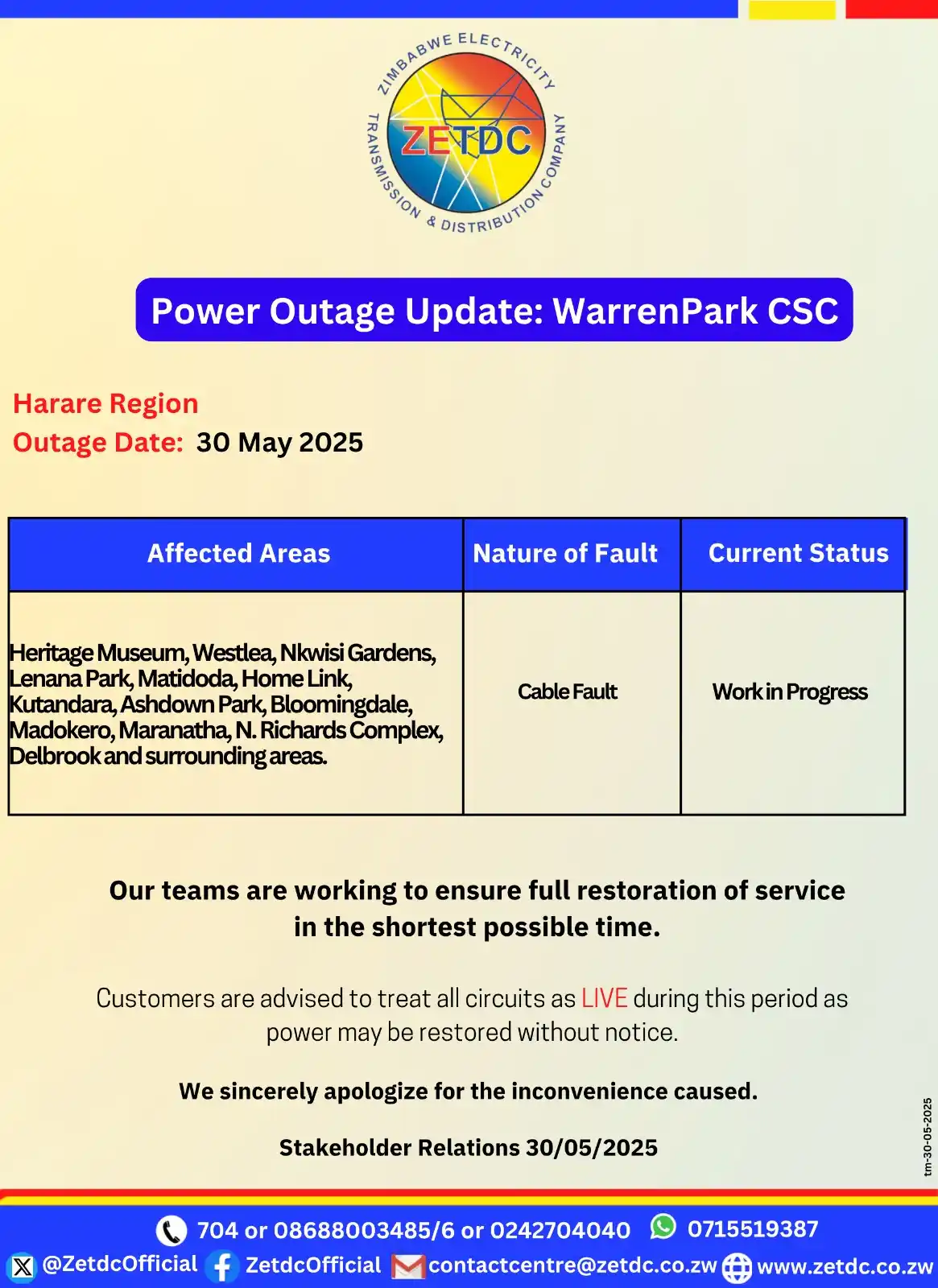 Image from ZETDC NATIONAL CONTACT CENTRE: <a class="text-blue-500 hover:underline cursor-pointer" href="/hashtag...