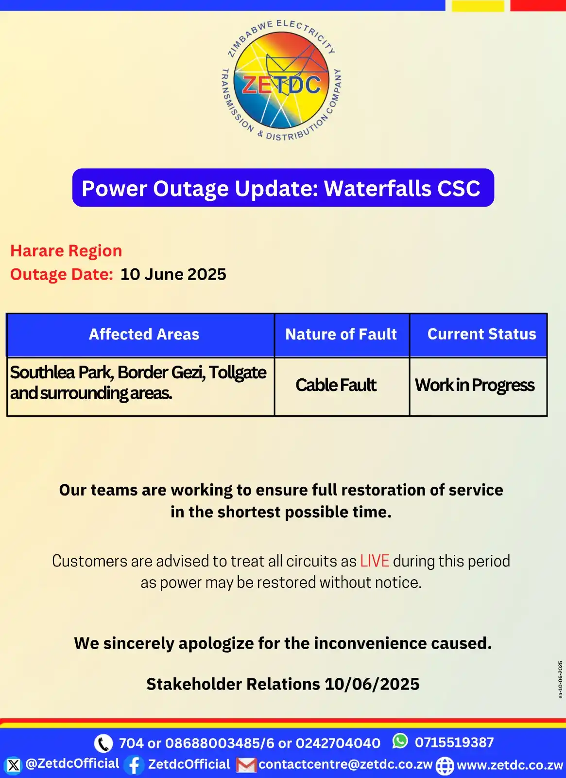 Image from ZETDC NATIONAL CONTACT CENTRE: <a class="text-blue-500 hover:underline cursor-pointer" href="/hashtag...
