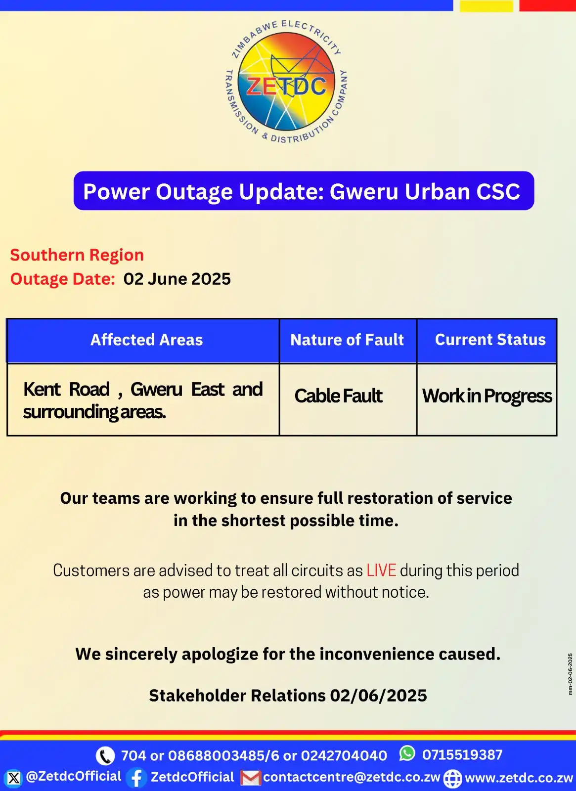 Image from ZETDC NATIONAL CONTACT CENTRE: <a class="text-blue-500 hover:underline cursor-pointer" href="/hashtag...