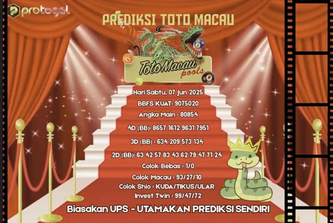 Image from protogel Official: 🎯 Prediksi TOTOMACAU - Sabtu, 07 Juni 2025 🎯 Selalu utamakan prediks...