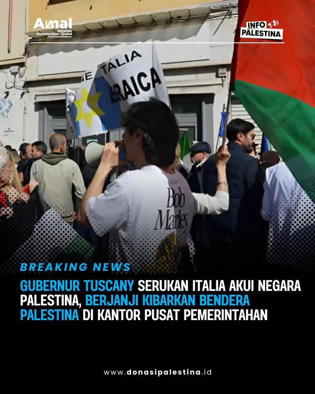 Image from Info Palestina dan Syam: Presiden regional Tuscany, Eugenio Giani, mendesak pemerintah Italia u...