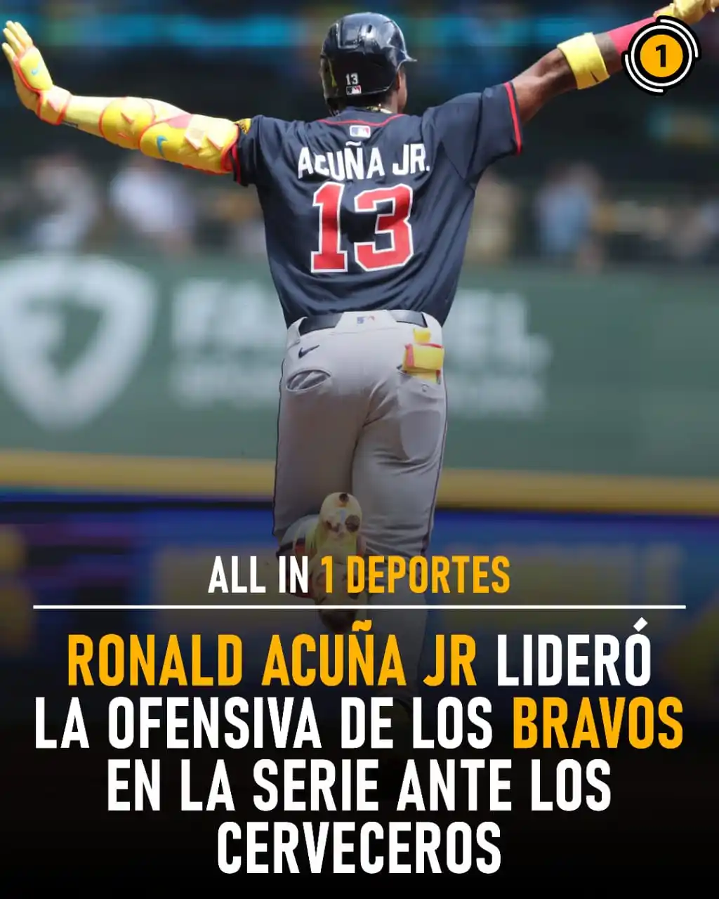 Image from All In 1 Deportes: 💥⚾ ¡Ronald Acuña Jr. encendido en Milwaukee! 🇻🇪🔥 El venezolano co...
