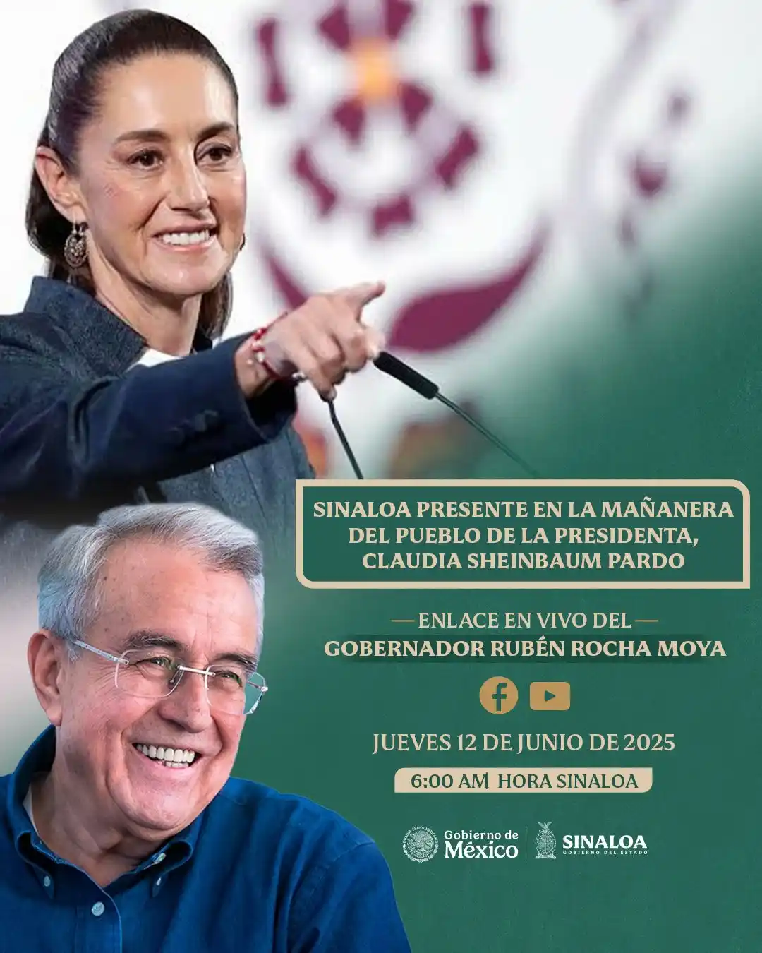 Image from Gobierno del Estado de Sinaloa : Sinaloa presente en la Mañanera del Pueblo con la Presidenta de México...
