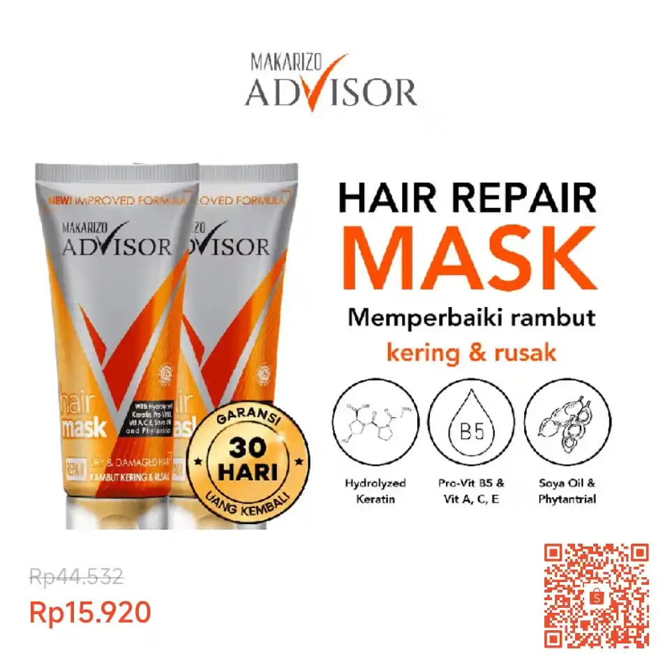 Image from INFO PROMO DISKON RACUN BELANJA | SHOPEE LAZADA TOKOPEDIA BLIBLI TIKTOK HIDDEN GEMS DAGET SHOPEE THR: Temukan PAKET ISI 2 - Makarizo Advisor Hair Repair Mask 45mL - Masker ...
