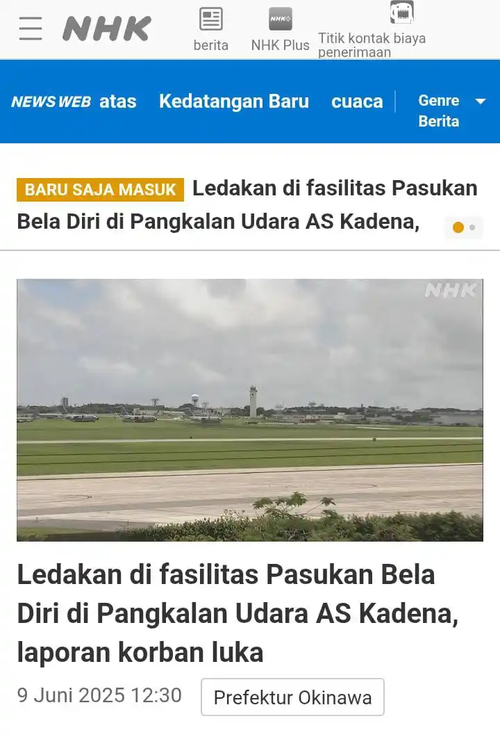 Image from OSINT Analyst ID: 🛫🇺🇸🇯🇵 Suatu ledakan terjadi di sebuah Pangkalan Udara AS di Kaden...