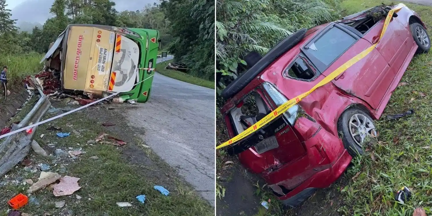 Image from MS News: *15 dead after bus carrying students crashes into MPV on M’sian highwa...