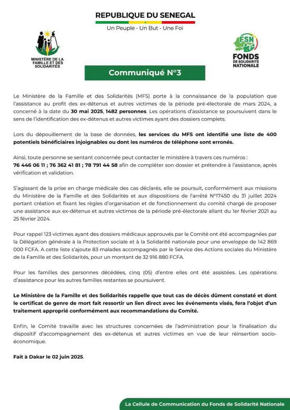 Image from Vie Publique SN 🇸🇳: 𝗔𝘀𝘀𝗶𝘀𝘁𝗮𝗻𝗰𝗲 𝗮𝘂𝘅 𝗲𝘅-𝗱𝗲́𝘁𝗲𝗻𝘂𝘀 𝗲𝘁 𝘃𝗶𝗰𝘁𝗶𝗺𝗲𝘀...