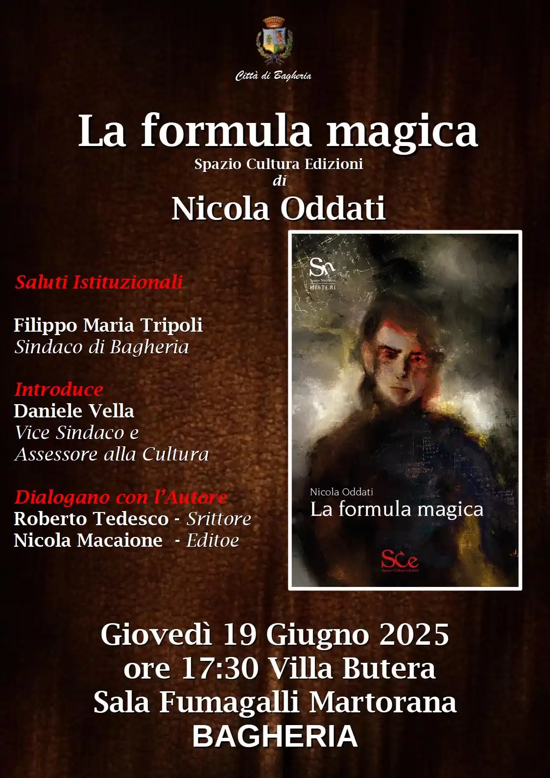 Image from COMUNE DI BAGHERIA: 📕📗📘Bagheria, "La formula magica" di Nicola Oddati si presenta a Vil...