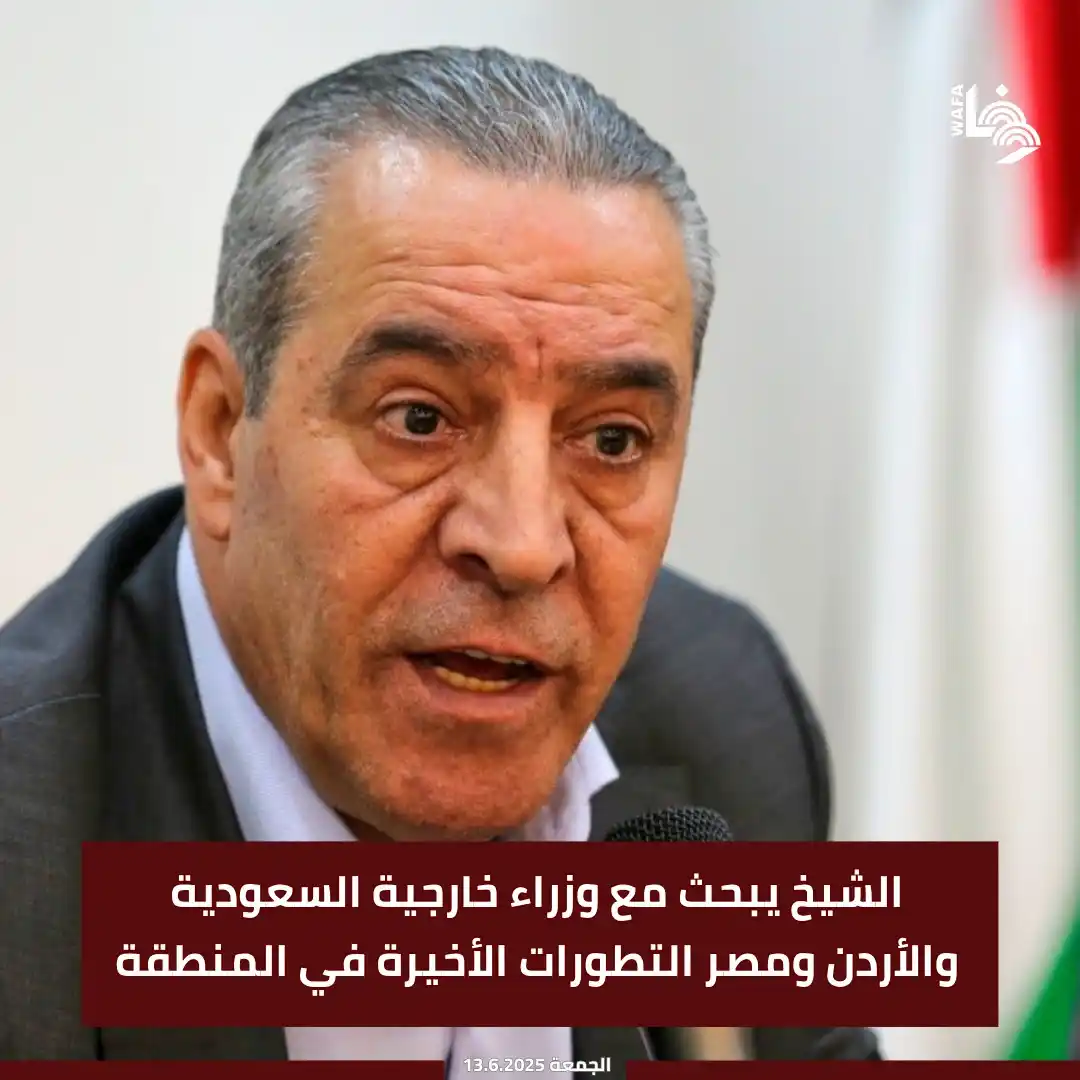 Image from وكالة وفا: بحث نائب رئيس دولة فلسطين، نائب رئيس منظمة التحرير حسين الشيخ، مع وزر...