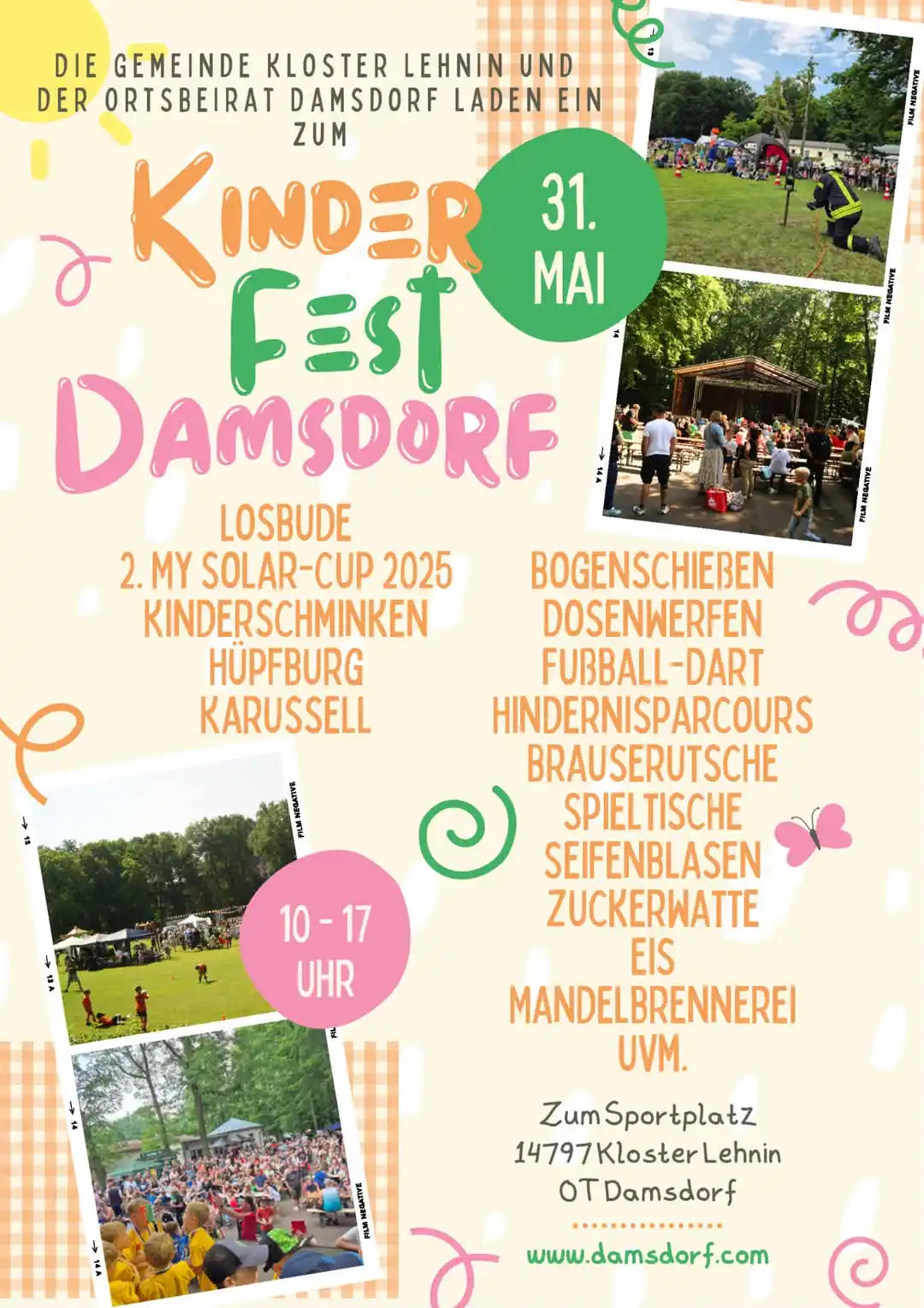 Image from Gemeinde Kloster Lehnin : 🥳 Kinderfest 2025 zum Kindertag 🎉 31. Mai 2025 in Damsdorf an der Wa...