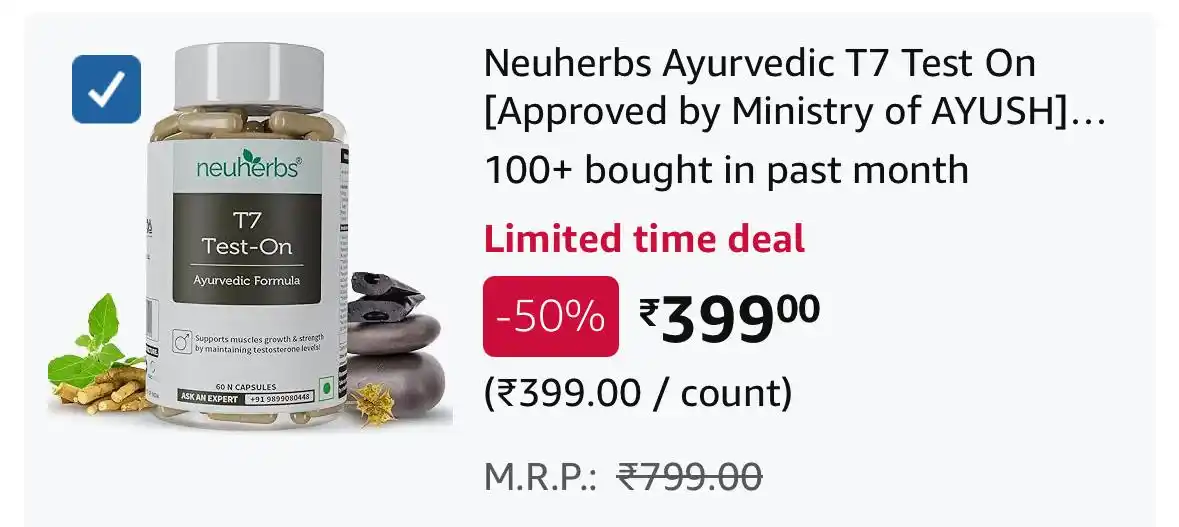 Image from GymDeals Whatsapp: *🔥Loot Deal: Neuherbs T7 Tabs (60pc) @ 399/-* 🔗: https://amzn.to/45...