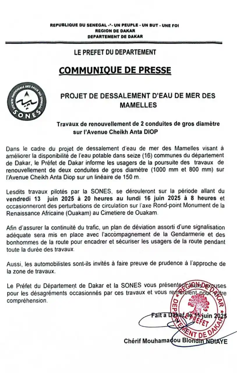 Image from ✨🇸🇳TOUT CE QUI SE PASSE AU SÉNÉGAL: *🚧 Perturbation de la circulation du vendredi 13 Juin à 20h au Lundi...