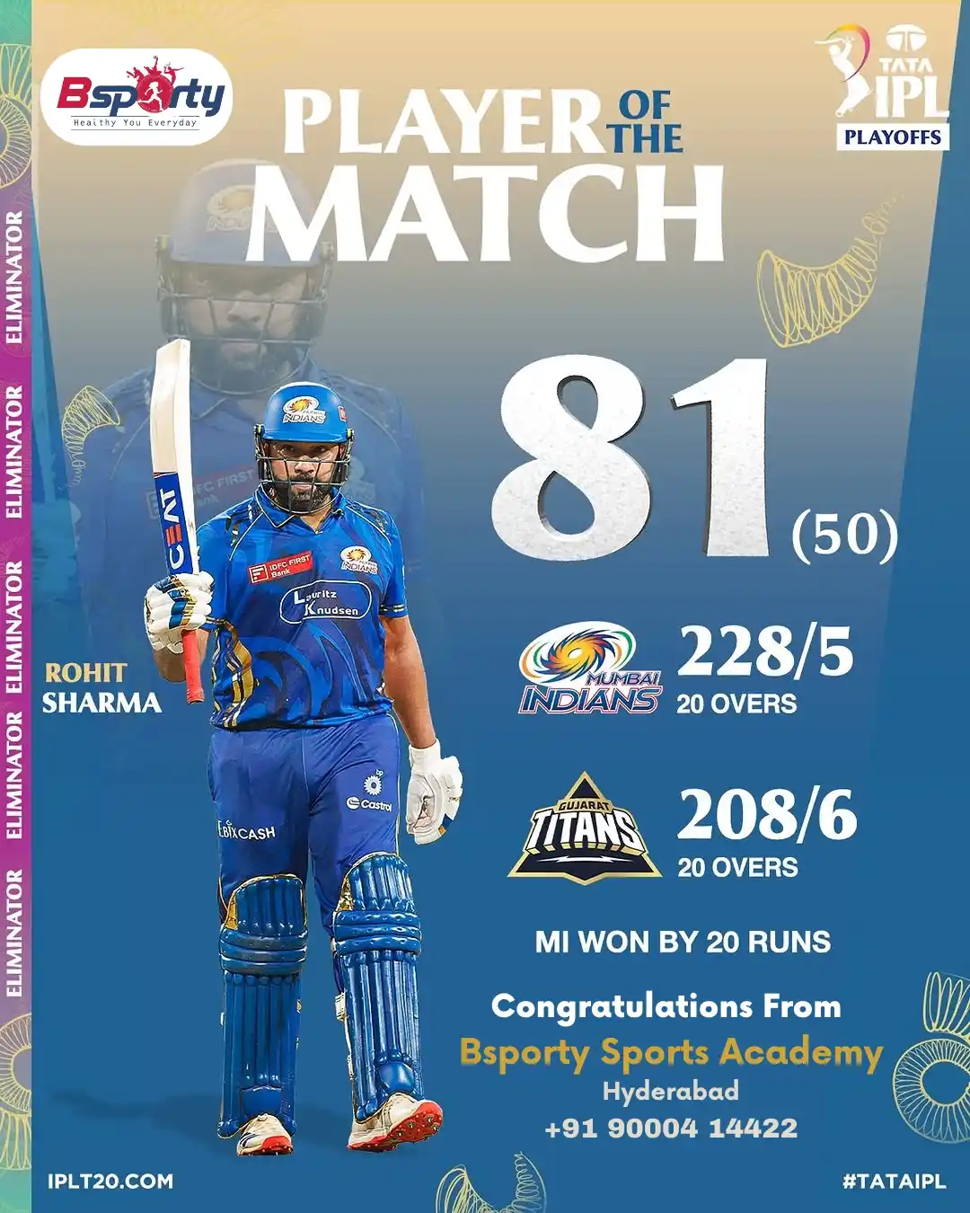 Image from Bsporty: 🔥 PLAYER OF THE MATCH 🔥 🏏 Rohit Sharma leads from the front with a ...
