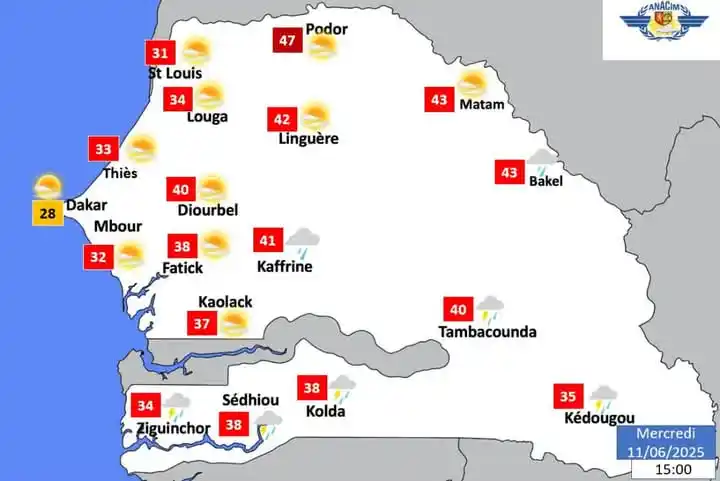 Image from ✨🇸🇳TOUT CE QUI SE PASSE AU SÉNÉGAL: 🇸🇳🌦 MÉTÉO - PROCHAINES 24H (11/06/25 à 12h → 12/06/25 à 12h) ⛅ Dan...