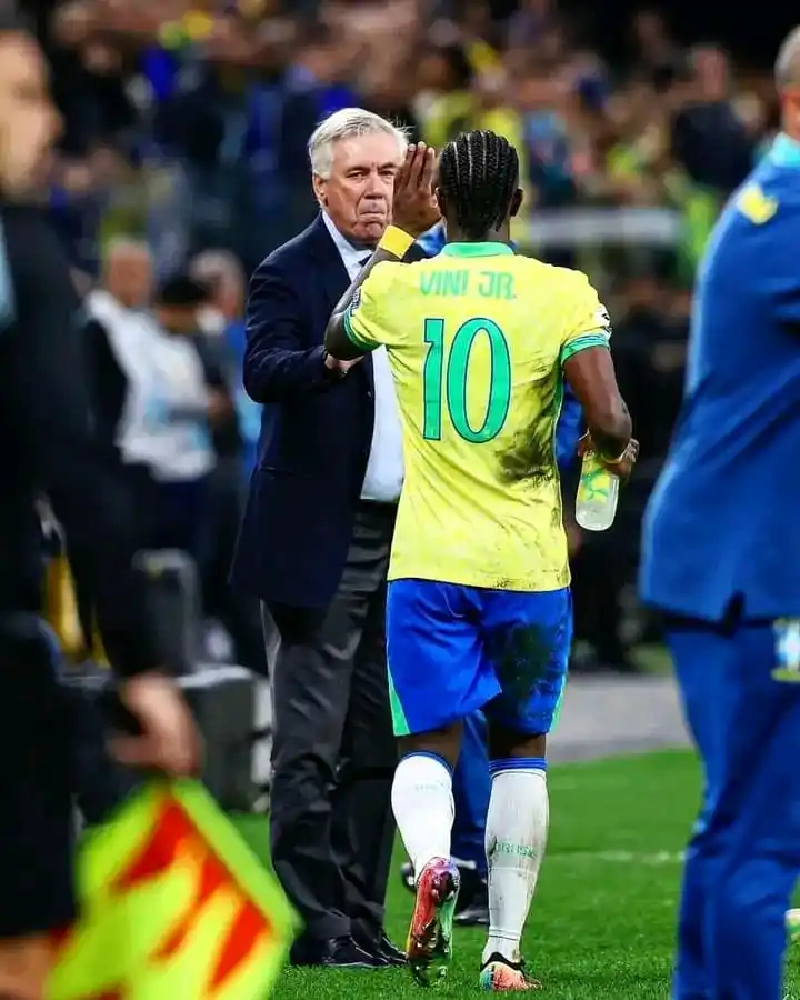 Image from HECKT8 FOOTBALL UPDATES โฝ๐๏ธ: Vini under Carlo for ๐๐๐๐ฅ ๐๐๐๐ซ๐ข๐: ๐๏ธ 198 games โฝ๏ธ 90 goals...