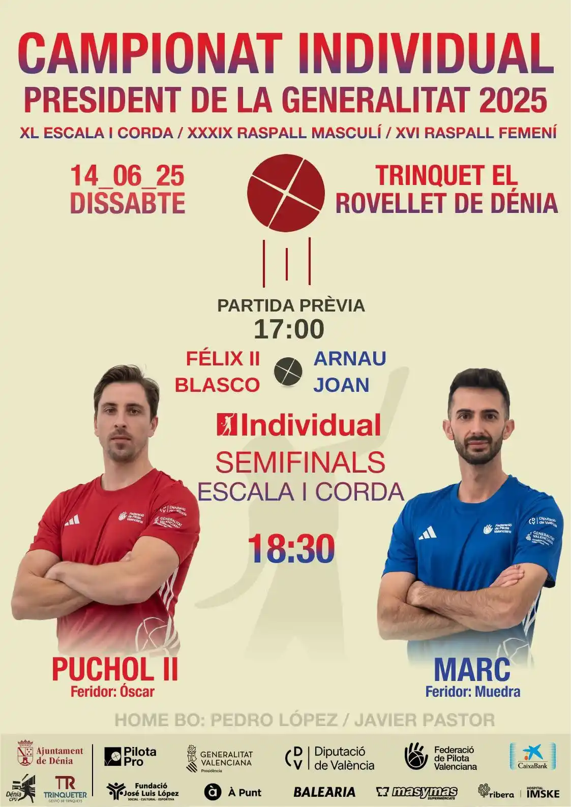 Image from Esports Dénia: Aquest dissabte es decidirà al Trinquet El Rovellet un dels finalistes...