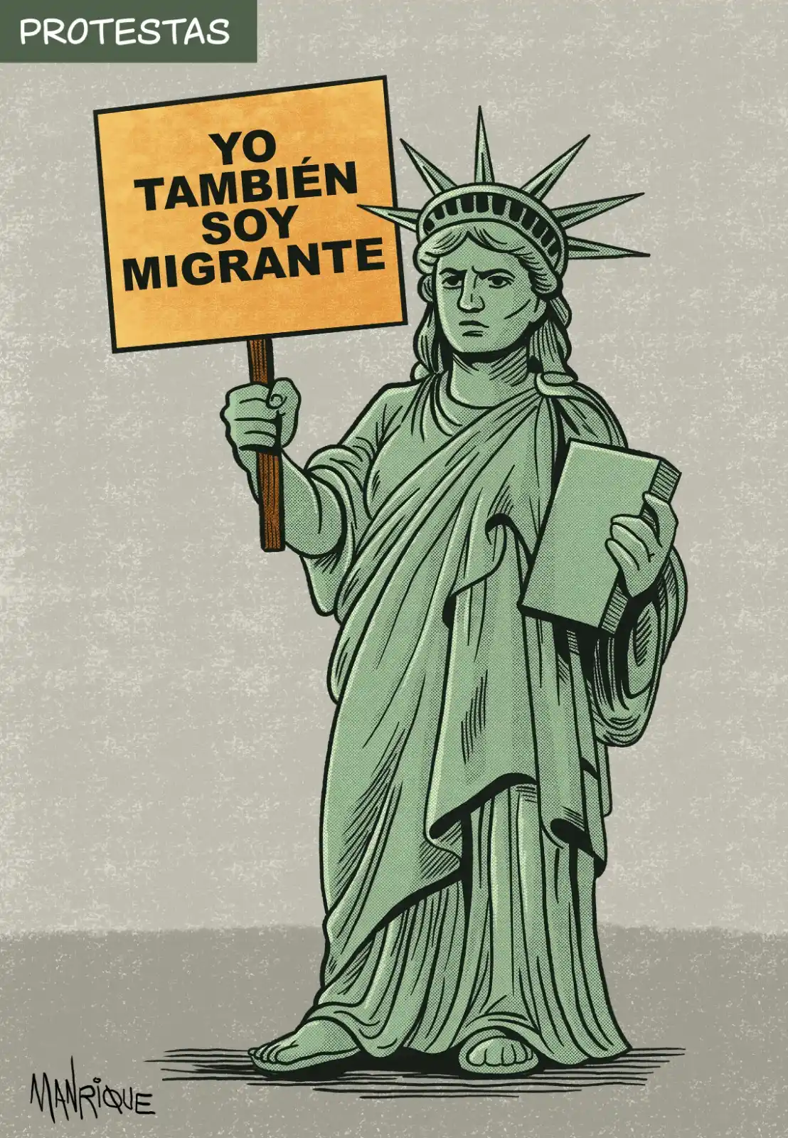 Image from Luces del Siglo: Cartón | 🗽🛑 | ¡La Estatua de la Libertad también protesta! Cuando la...