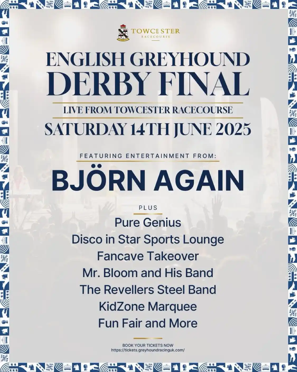Image from Oxford Greyhound Racing : 🎉 Derby Final Night at Towcester – June 14! 🎤 Featuring Björn Agai...