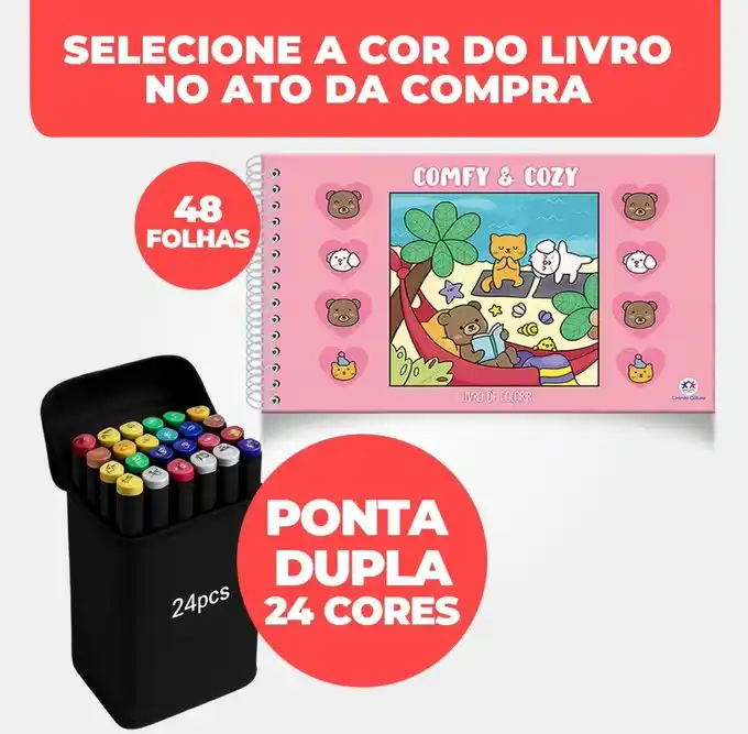 Image from Tudo na Promo: ESSE LIVRO É TERAPIA E AINDA VEM COM 24 CANETINHAS Livro Comfy e Cozy...