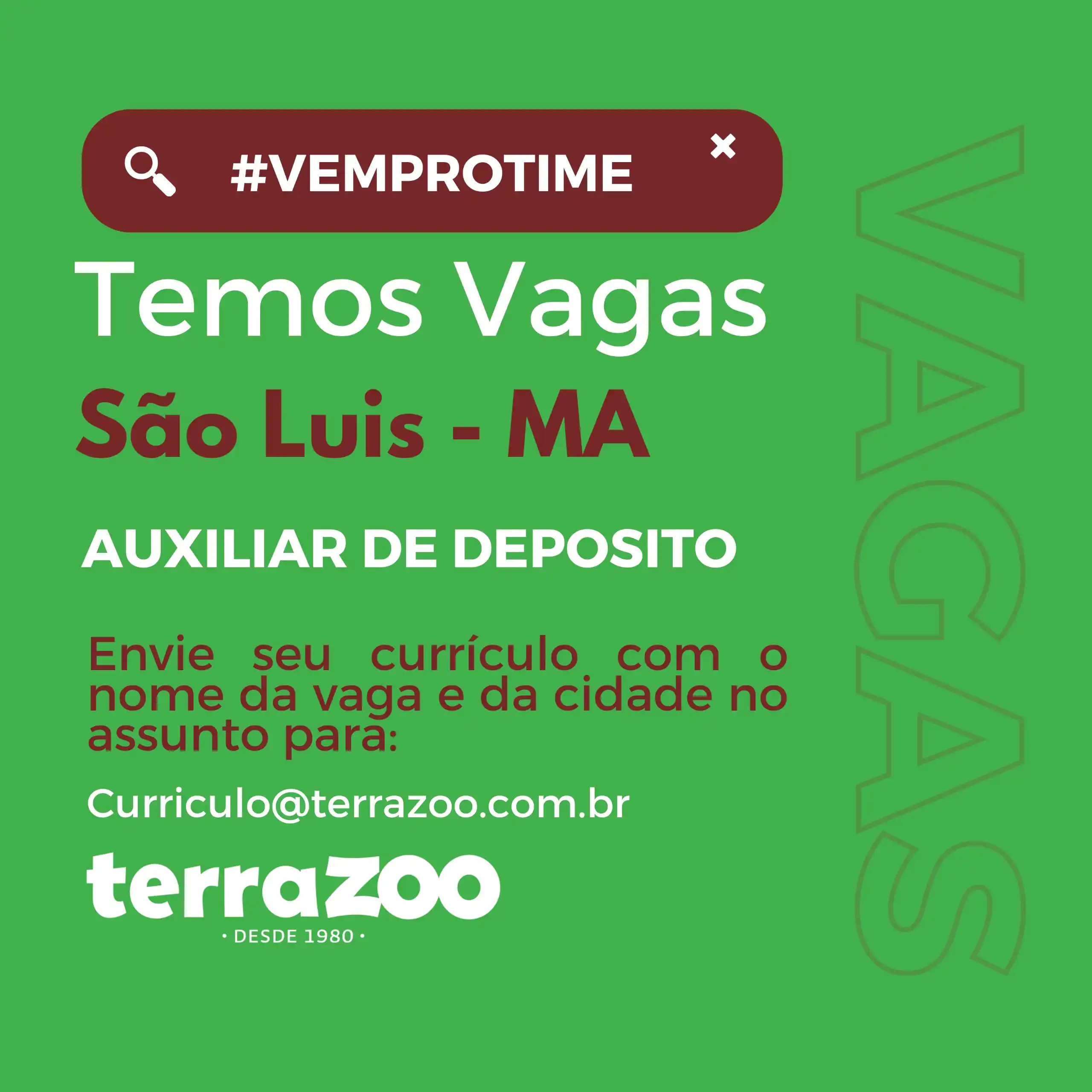 Image from Emprego no Maranhão Canal De Vagas - Emprego No Maranhão.: 🔔 Estamos com vagas para Gerente de Loja aqui na Terra Zoo! Confira! ...