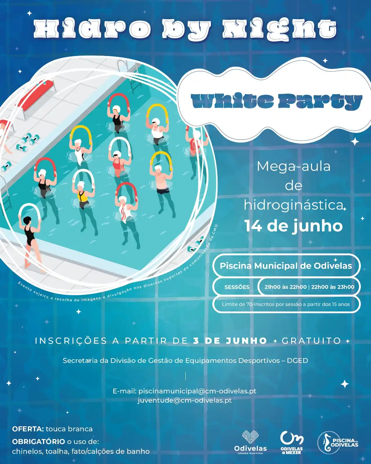 Image from Câmara Municipal de Odivelas: Estão abertas as inscrições para a mega aula temática de hidroginástic...